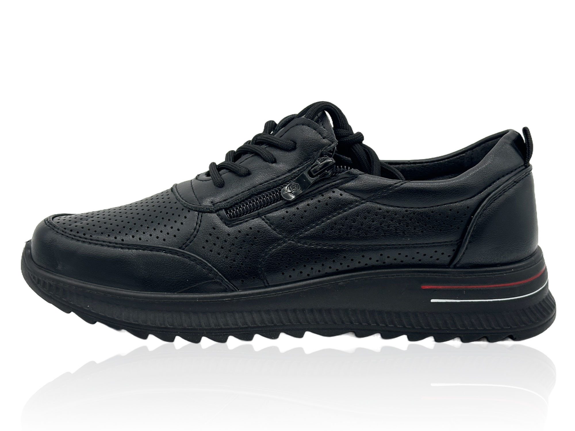 Nowaland Damen Halbschuhe mit Reißverschluss und Perforierung Sneaker Seitlicher Reißverschluss · Atmungsaktive Perforierung