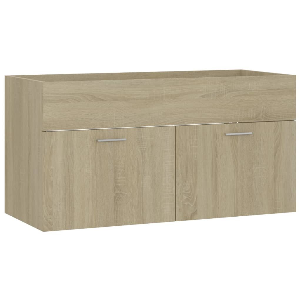 vidaXL Badezimmer-Set Waschbeckenunterschrank Sonoma-Eiche 90x38,5x46cm Hol günstig online kaufen
