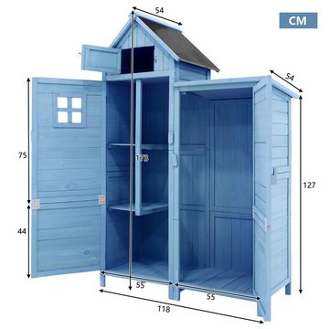 Tongtong Gerätehaus Geräteschuppen, BxT: 118x54 cm, 118 x 54 x 173 cm (BxTxH), wetterfest, (PVC-Dach (Set, 1 St., 1 x Geräteschrank), Blau