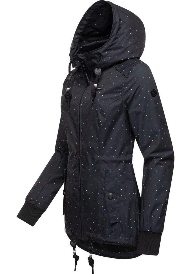 Ragwear Outdoorjacke Danka Dots stylische Übergangsjacke mit großer Kapuze,  Jacke für die Übergangszeit (Frühling, Herbst)