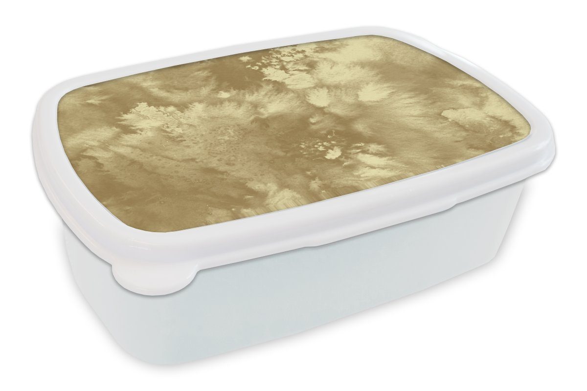 Brotbox (2-tlg), Erwachsene, Abstrakt, Mädchen - Lunchbox weiß für Brotdose, - Kinder Kunststoff, Jungs für und und Farbe Gold MuchoWow