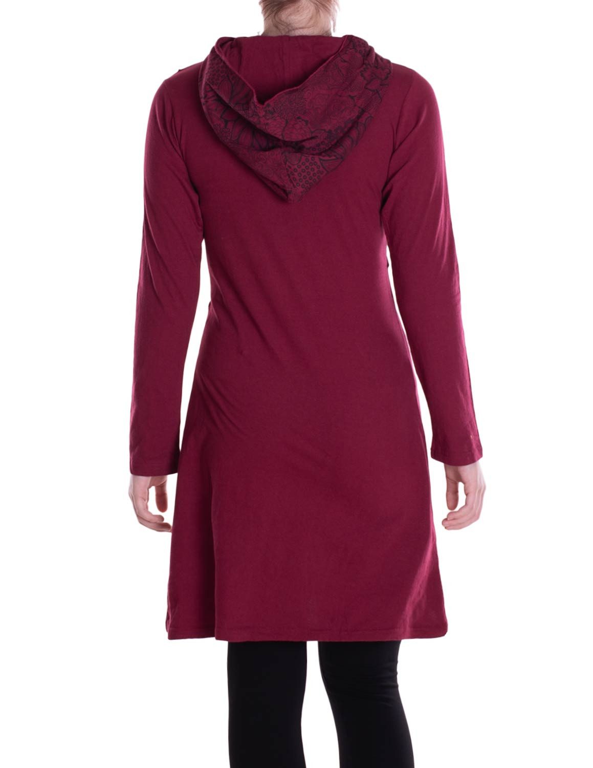 Vishes Tunikakleid Damen Spitzen-Kleid Blumen-kleid Lang-arm Rundhals Kapuzenkleid Hippie, Ethno, Alternative Bekleidung