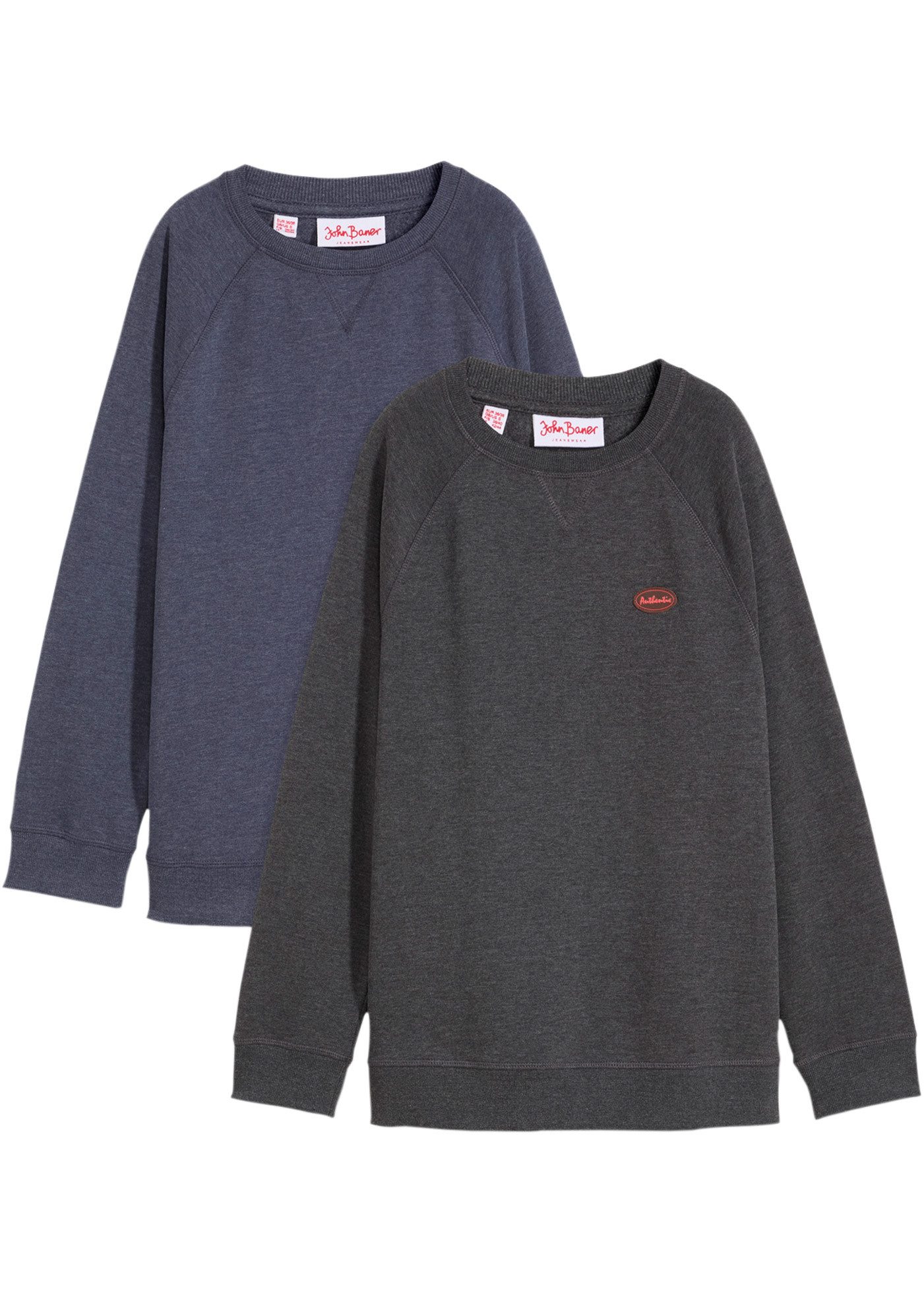 bonprix Sweatshirt (Packung, 2-tlg., 2) im 2er Pack, meliert, mit Rundhals günstig online kaufen