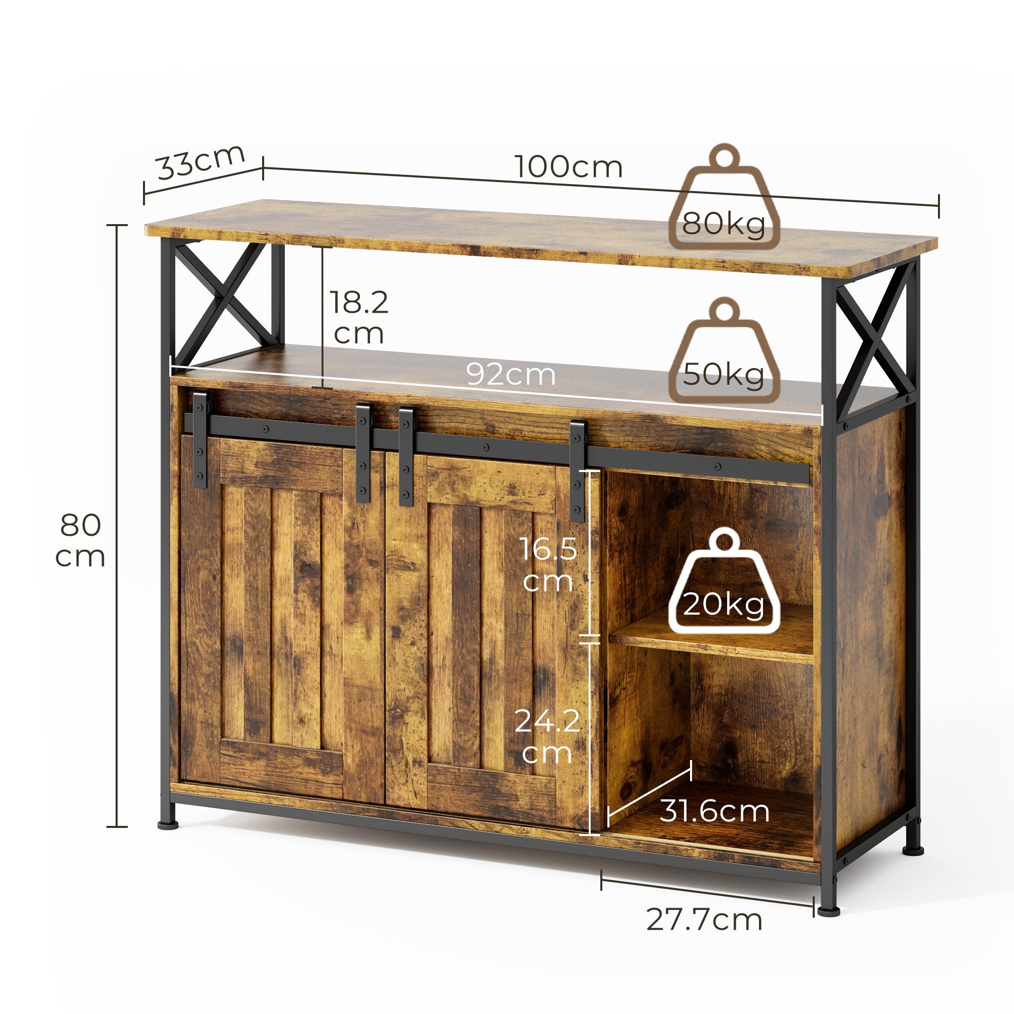 Bealife Sideboard Küchenschrank, Aufbewahrungsschrank mit 2 günstig online kaufen