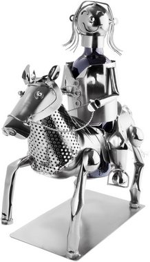 BRUBAKER Weinflaschenhalter Reiterin auf Pferd, (inklusive Grußkarte), Metall Skulptur, Wein Geschenk