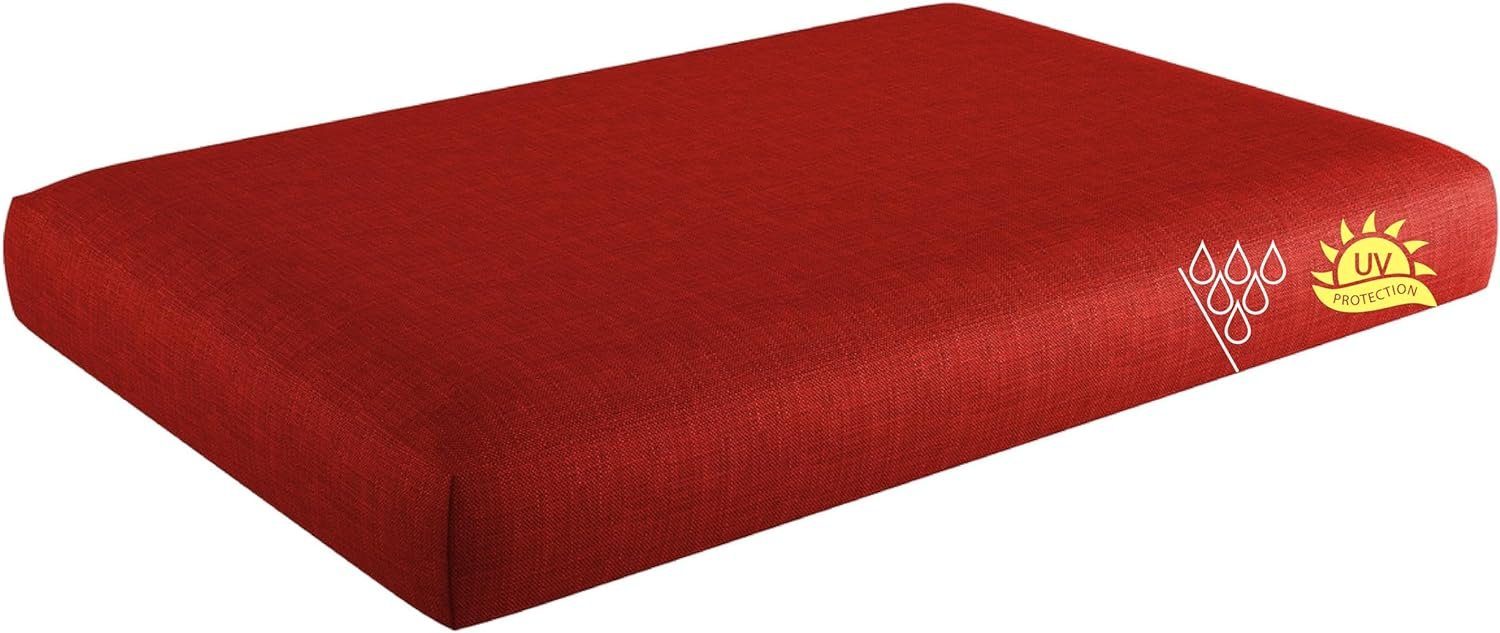 Rot 120x80x15cm, abnehmbarem Palettenkissen mit sunnypillow UV Bezug Sitzkissen Sitzkissen