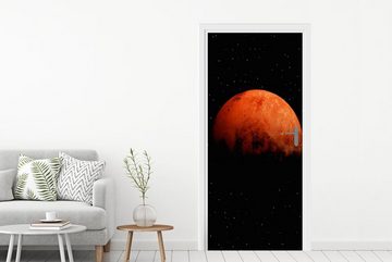 MuchoWow Türtapete Der halb verdunkelte Mars am Himmel, Matt, bedruckt, (1 St), Fototapete für Tür, Türaufkleber, 75x205 cm