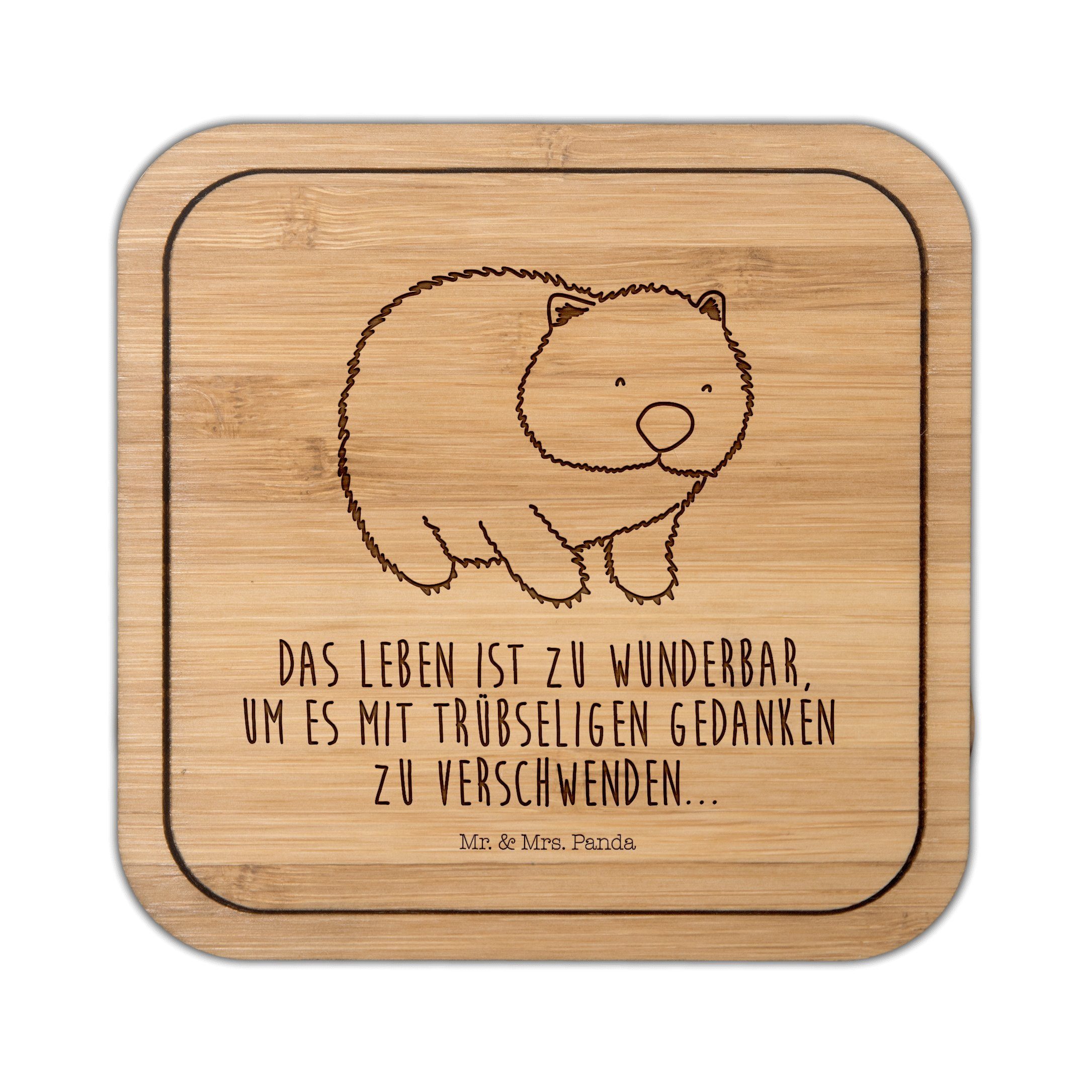 Mr. & Mrs. Panda Getränkeuntersetzer Wombat - Transparent - Geschenk, Gute Laune, Untersetzer, Glasunterse, 1-tlg.