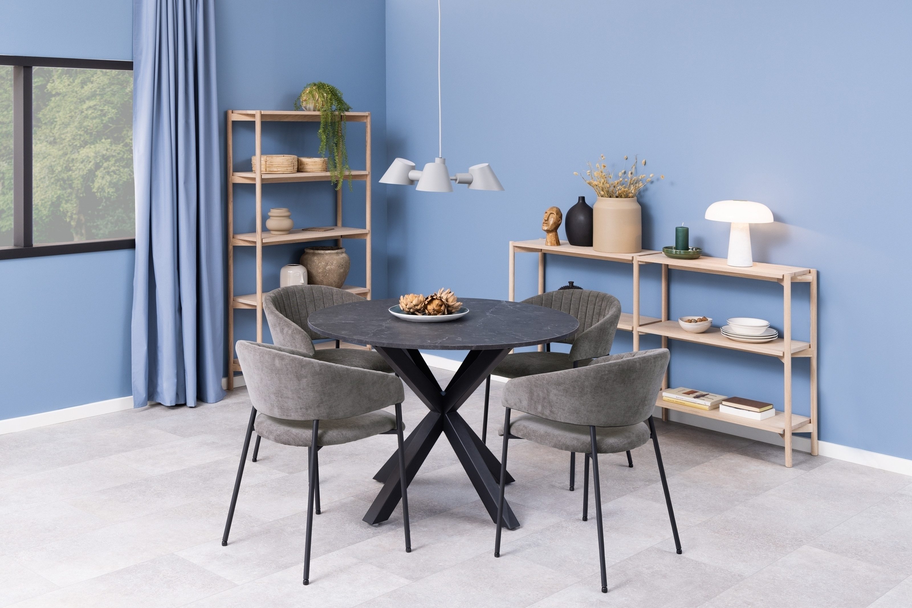 ACTONA GROUP Armlehnstuhl (2er-Set) in Grau, Polyester, Stahl - 54,5x77,5x54cm (BxHxT) (2er-Set)