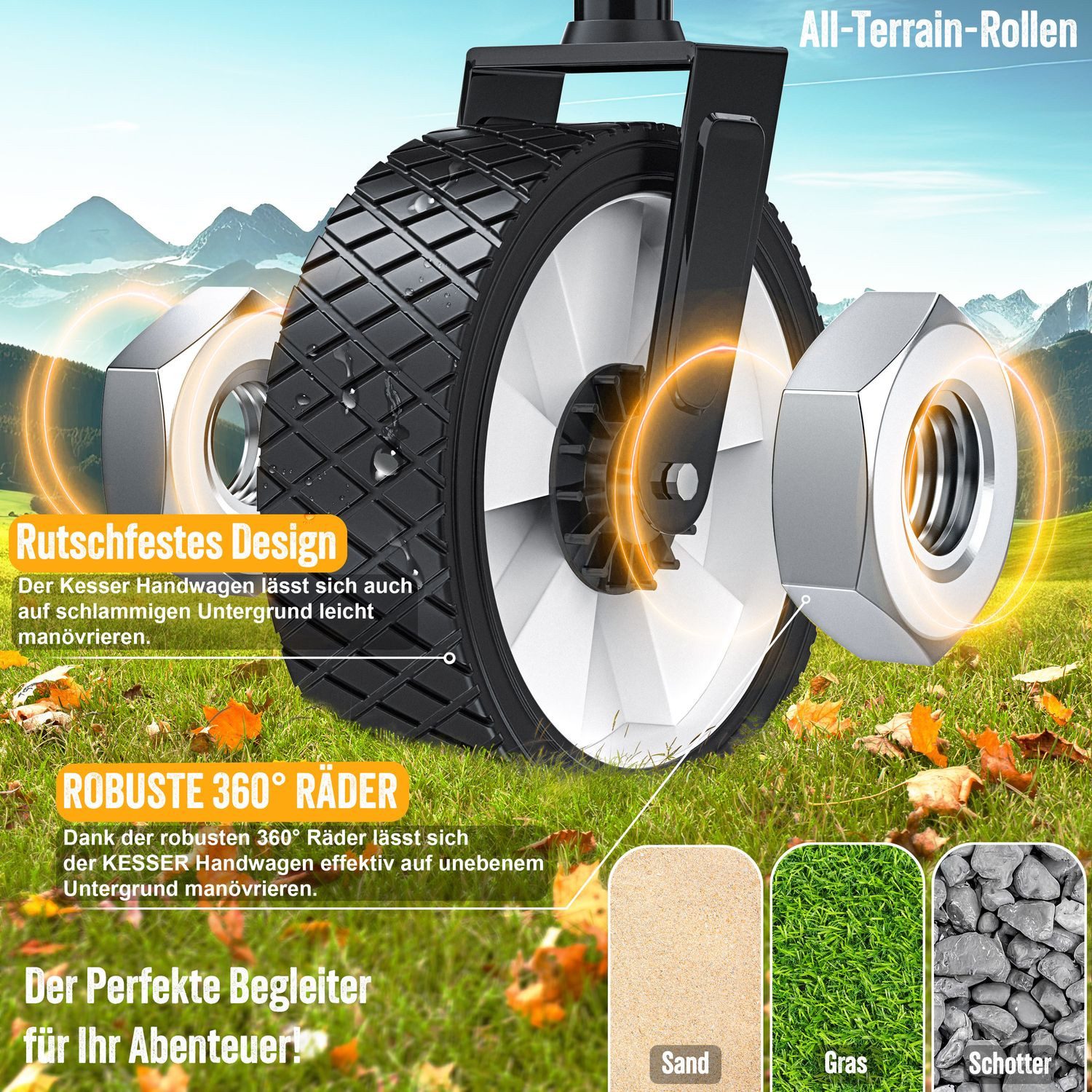 KESSER Bollerwagen, Bollerwagen faltbar mit Dach Handwagen Transportkarre Geräte