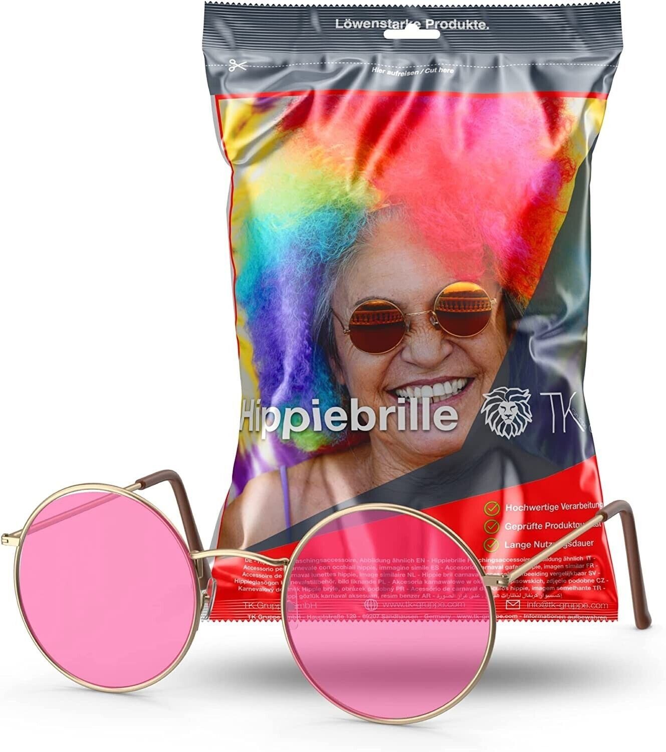 Prisma-Hippiebrille für Erwachsene 60er Jahre rosafarben , günstige  Faschings Accessoires & Zubehör bei Karneval Megastore