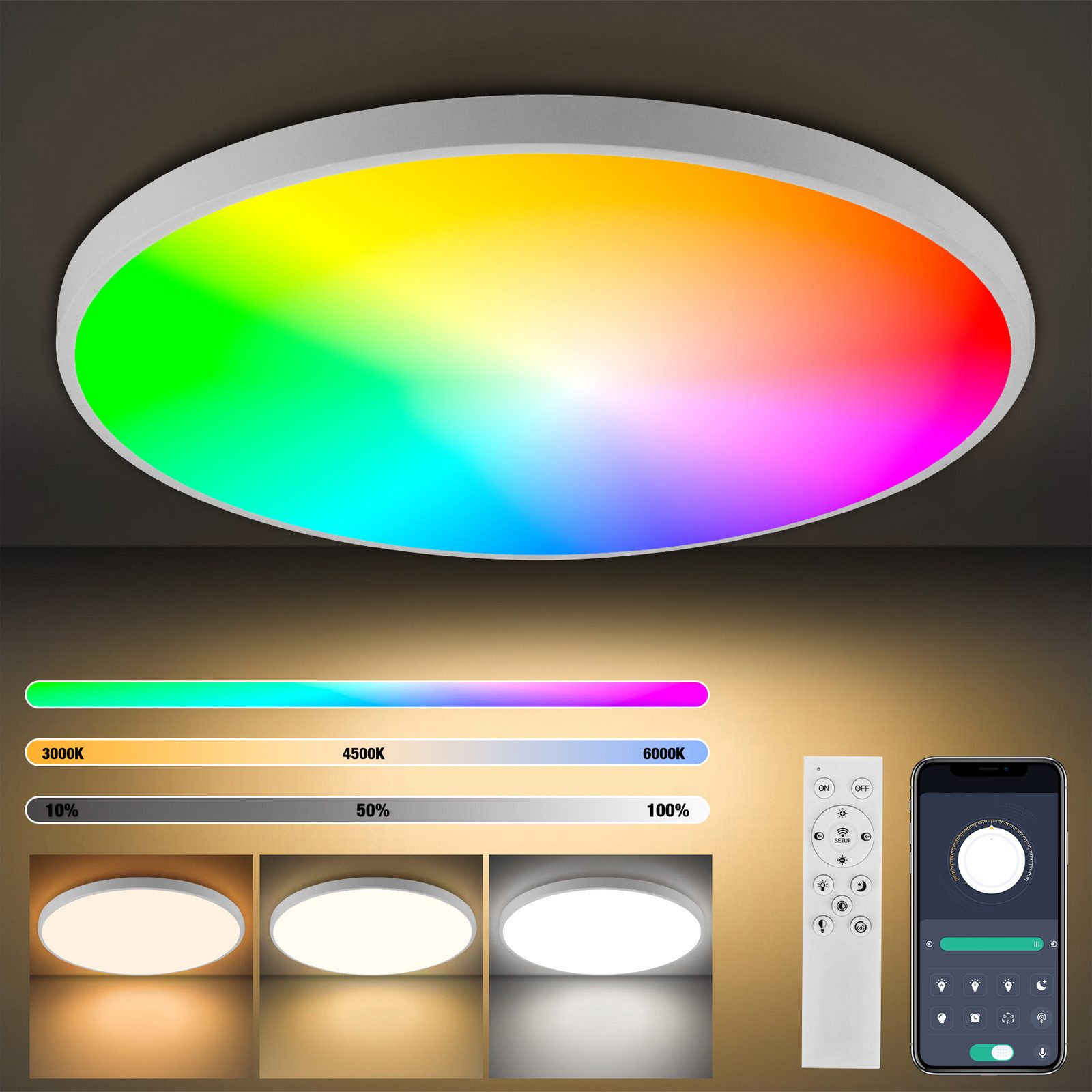 BlingBin LED Deckenleuchte Dimmbar Ø30CM, 36W günstig online kaufen