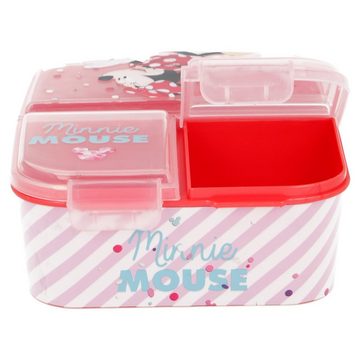 Disney Lunchbox Disney Minnie Maus 4 teiliges Lunch Set, Kunststoff Alu, (4-tlg), Brotdose Alu-Trinkflasche - Löffel Gabel