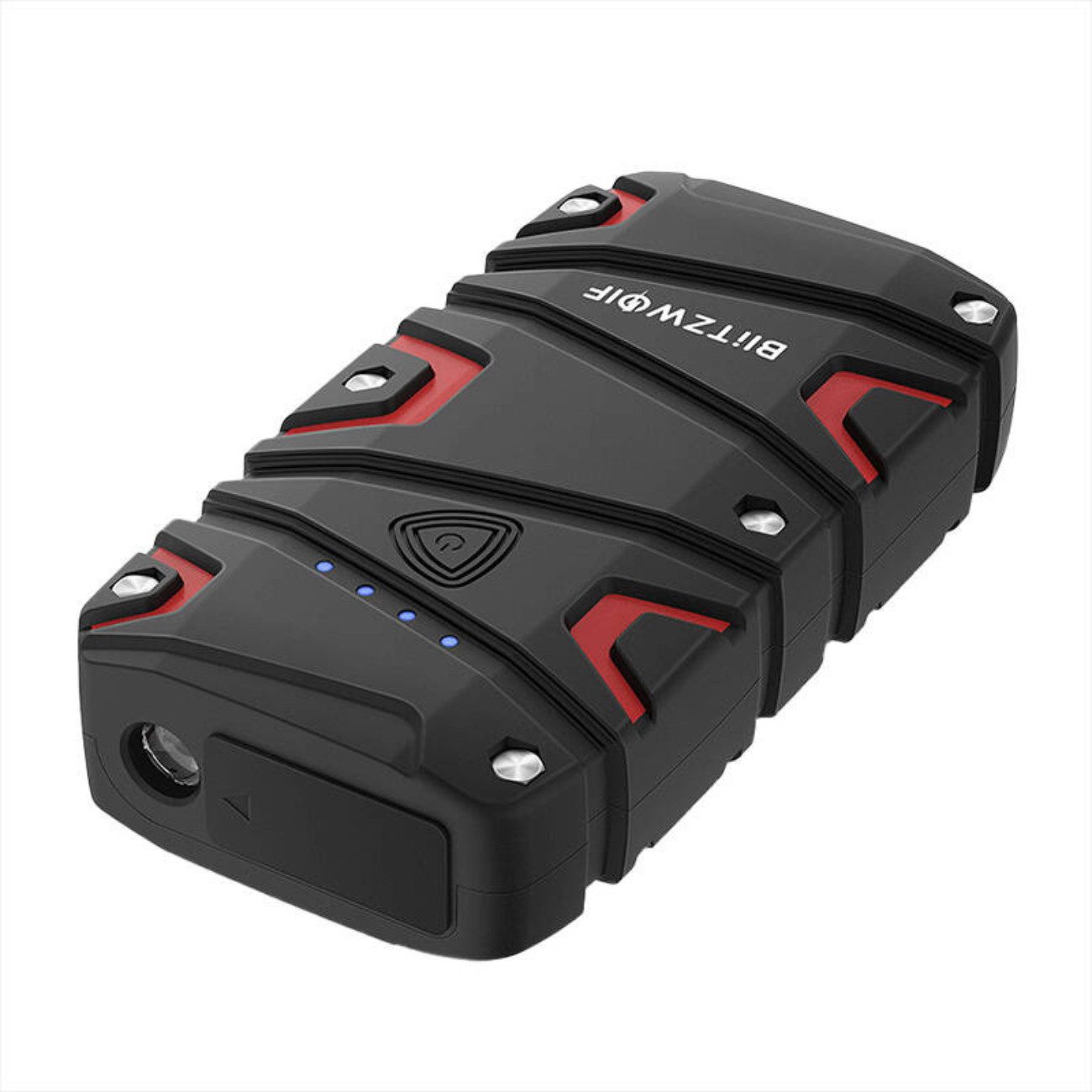 BLiTZWOLF BW-JS1 Autobatterie-Ladegerät (2000 mA, Inklusive Starterkabel, Ladekabel, Bedienungsanleitung, Starthilfe-Funktion für Fahrzeuge, Integrierte SOS-Leuchte)