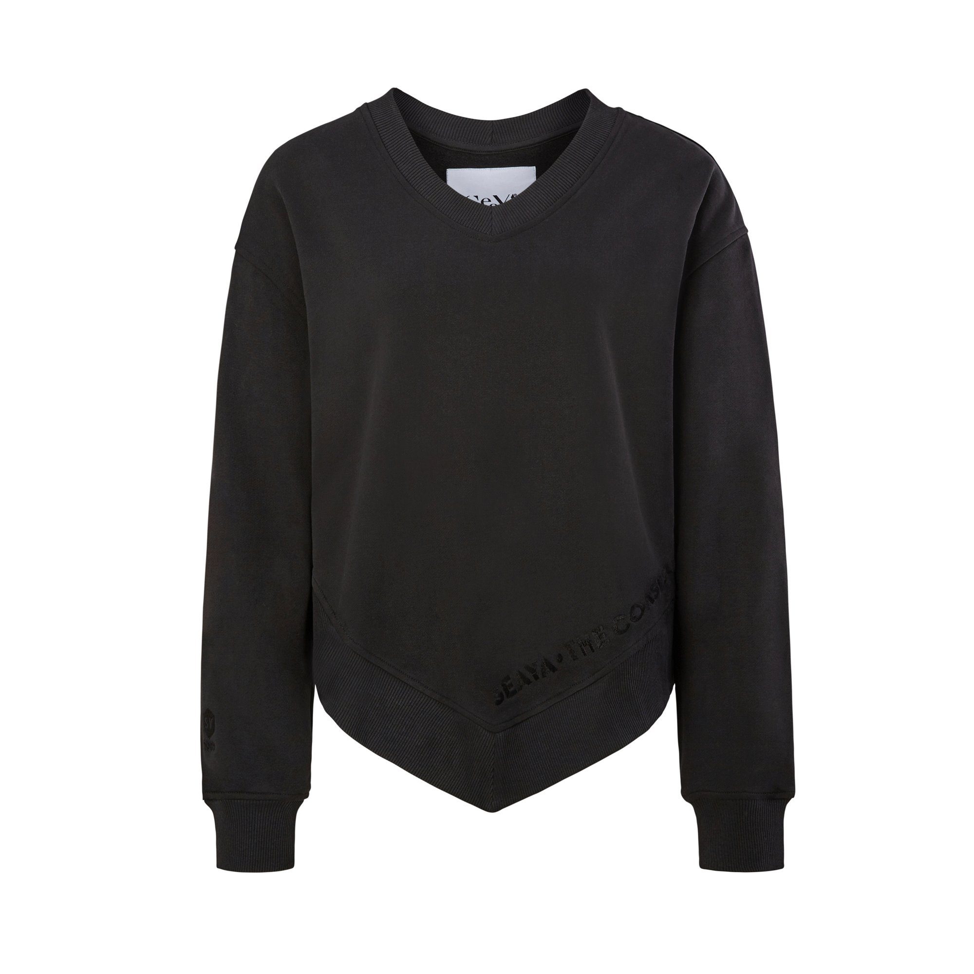 Sweatshirt schwarz SeaYA Sweatshirt Poncho Biobaumwolle Stickerei