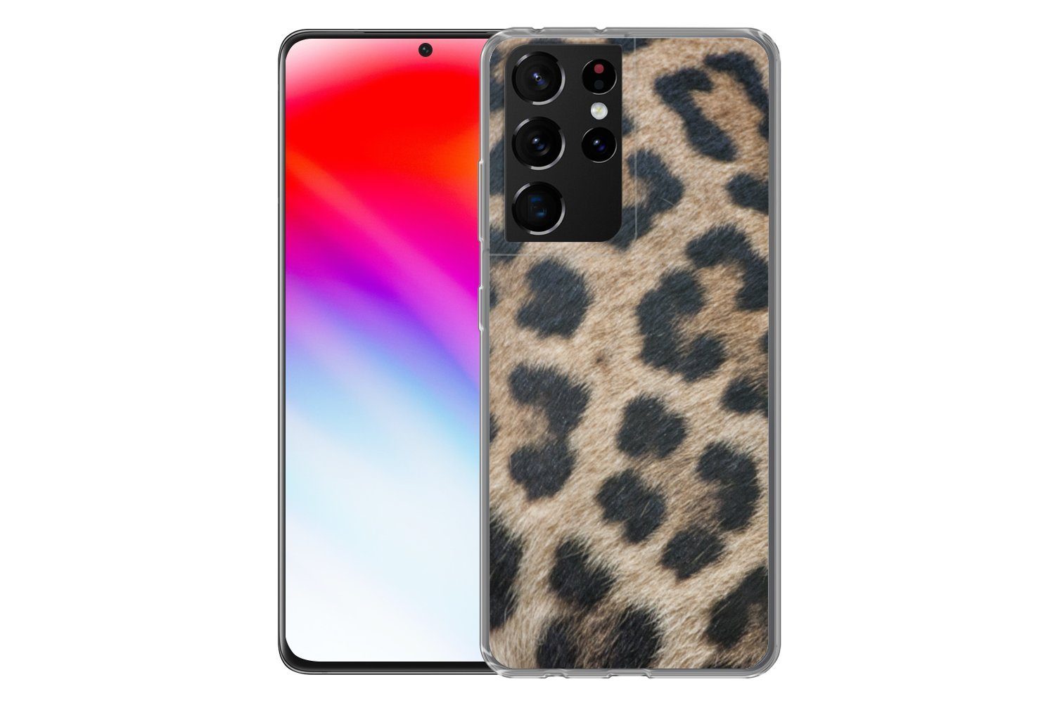MuchoWow Handyhülle für Samsung Galaxy S21 Ultra Leopardenmuster, Phone Case, Silikon, Schutzhülle Dünn