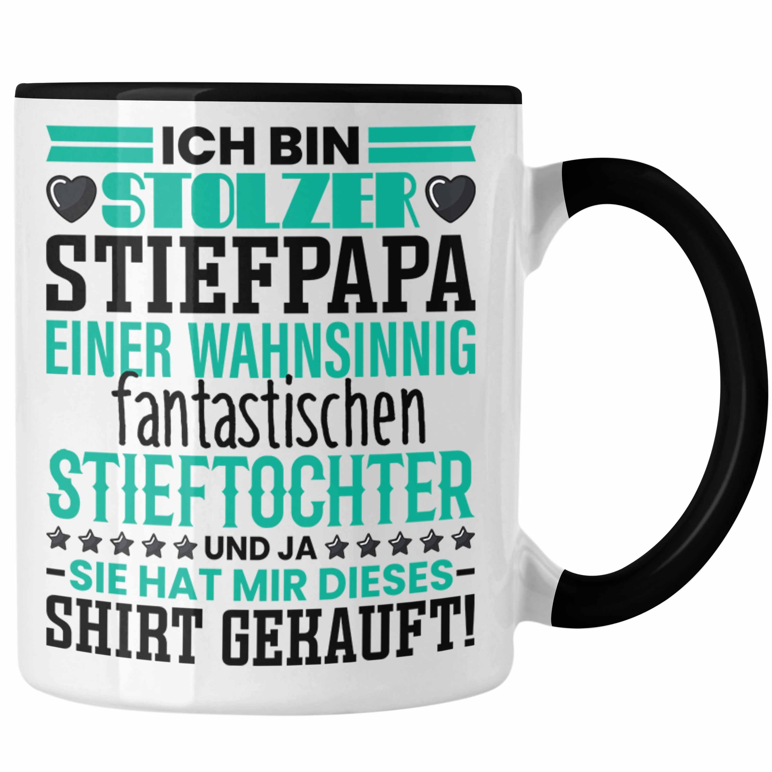 Trendation Tasse Stiefvater Tasse Spruch Geschenk von Kindern an Stiefvater Ich Bin St Schwarz