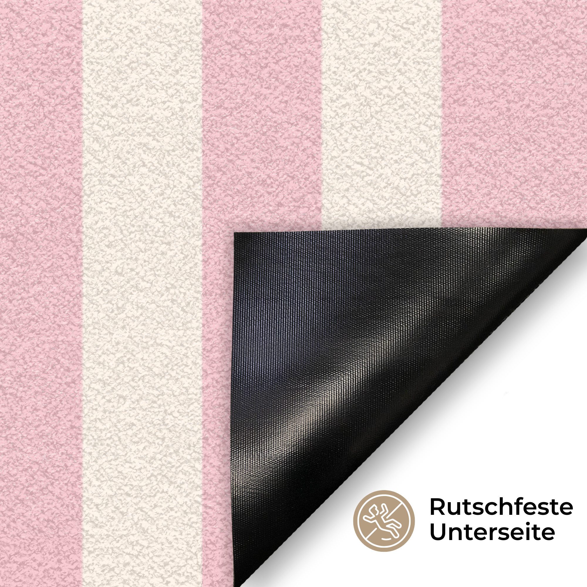 MuchoWow Fußmatte Hola - Zitat - Streifen - Pastell - Rosa - Rot - Weiß, Rechteckig, innen Schmutzfangmatte, Tür, Schmutzfänger Flur, Teppich, 60x40 cm