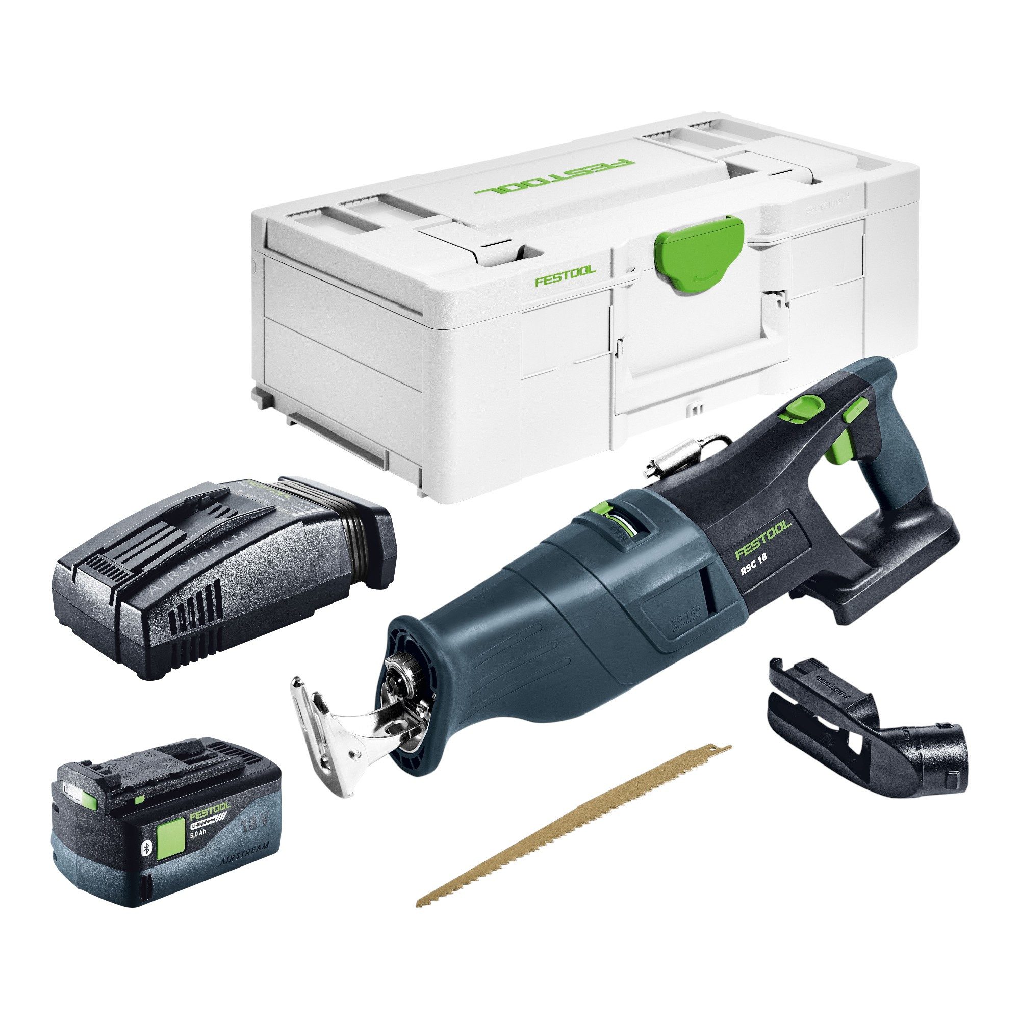 FESTOOL Akku-Reciprosäge RSC 18 EB-Basic Akku Säbelsäge 18 V Brushless + 1x Akku 5,0 Ah