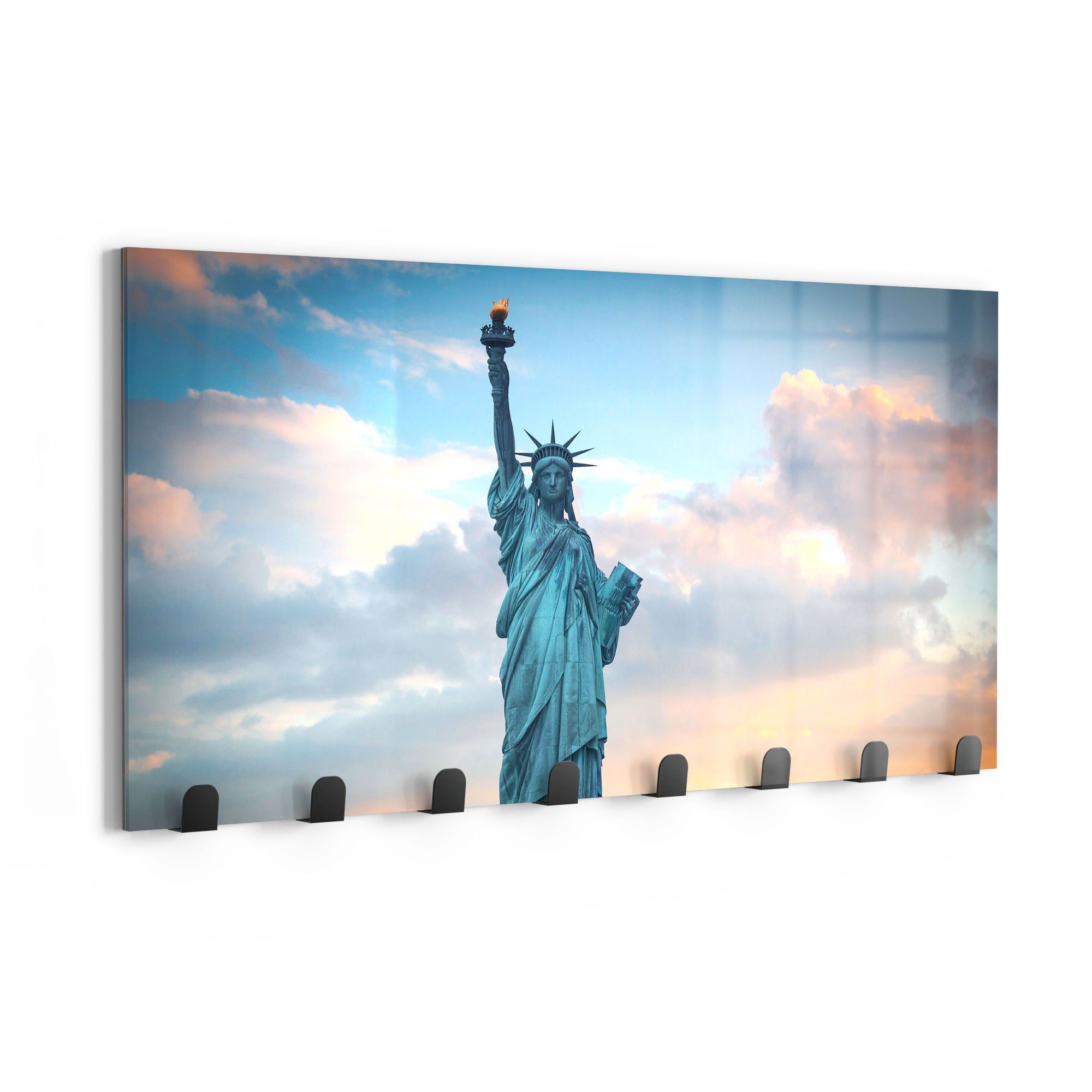 DEQORI Kleiderhaken 'New Yorks Lady Liberty', Glas Garderobe Paneel magnetisch beschreibbar