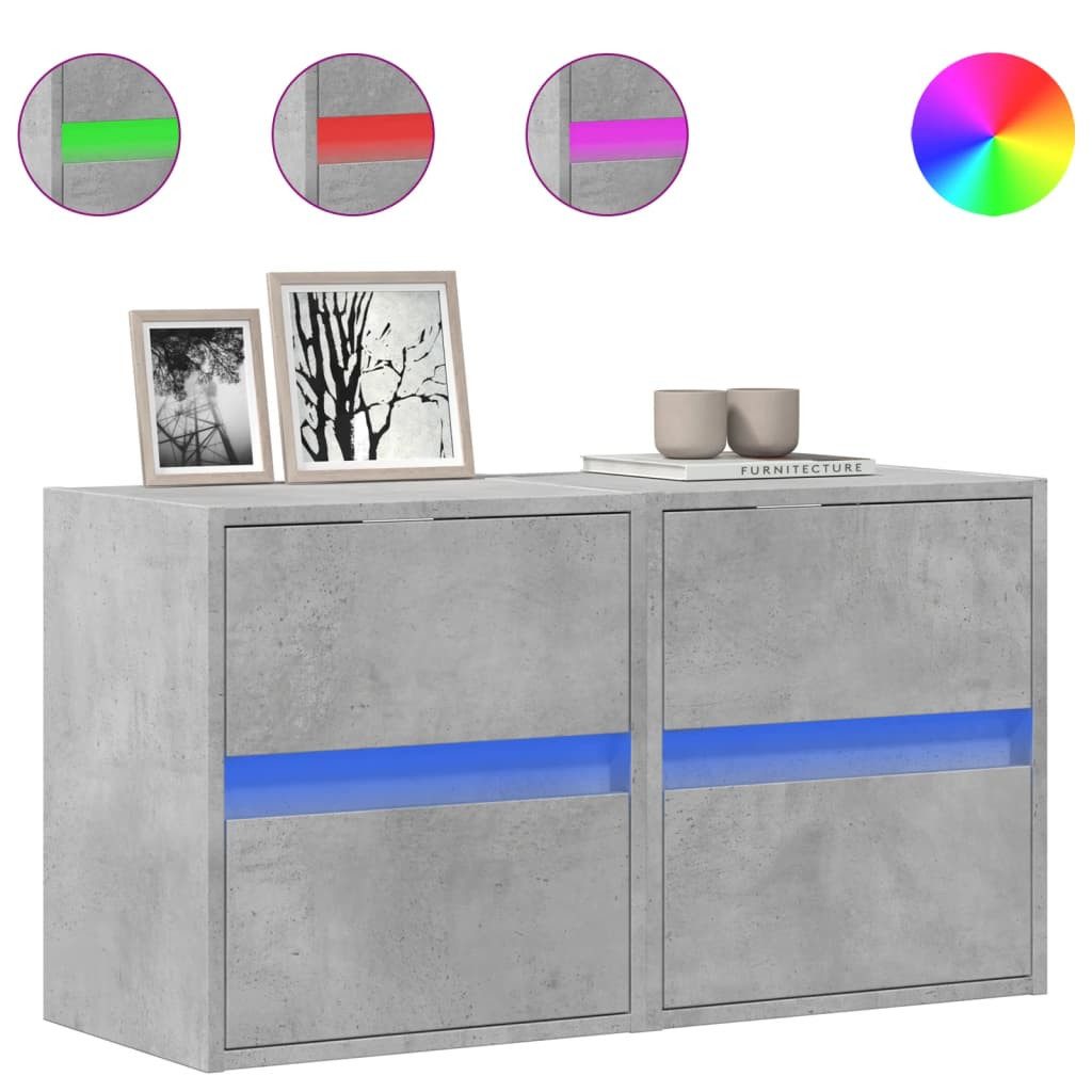 vidaXL TV-Wand TV-Wandschränke LED-Beleuchtung 2 Stk. günstig online kaufen