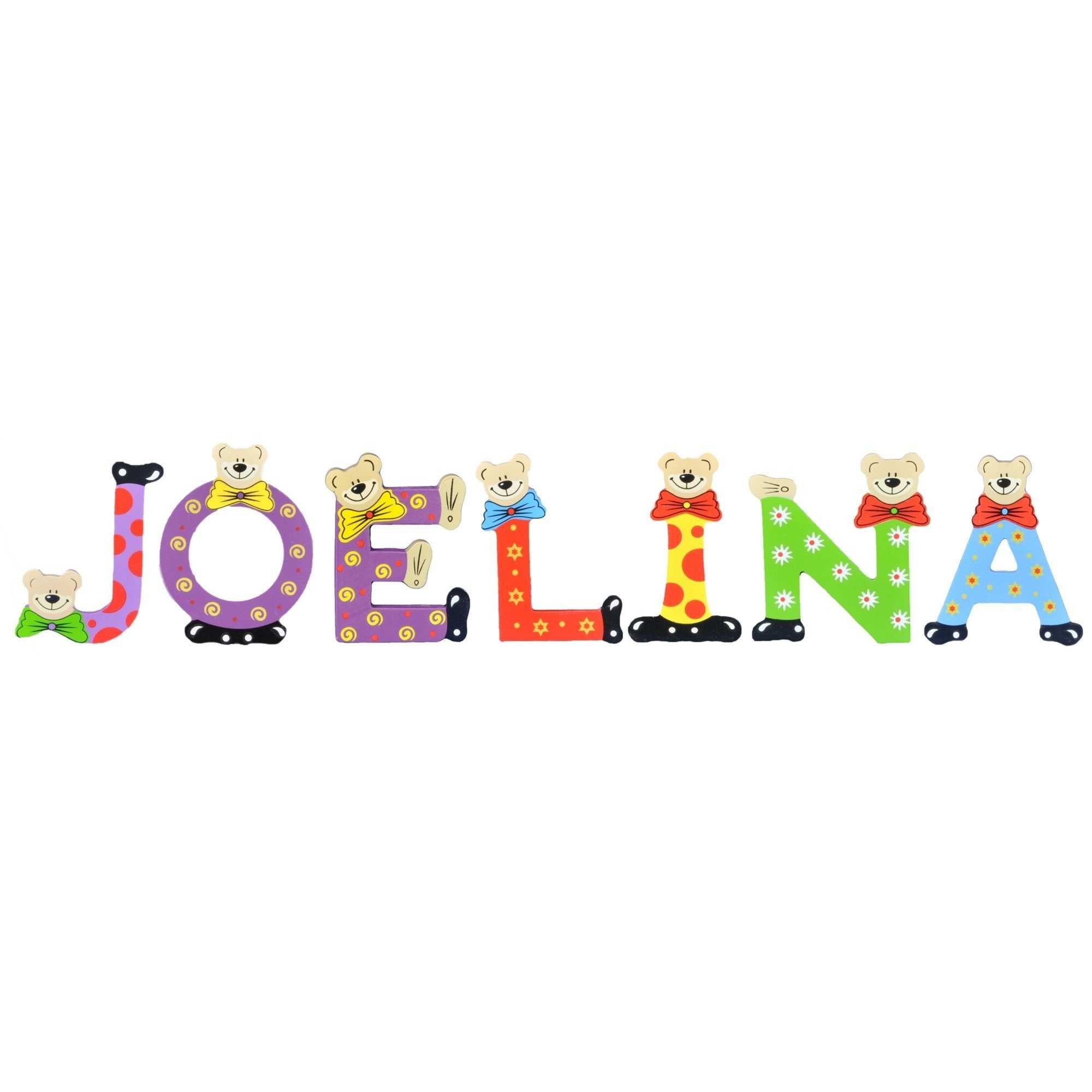 (Set, Kinder JOELINA 7 St), Playshoes Namen-Set, Deko-Buchstaben Holz-Buchstaben sortiert -