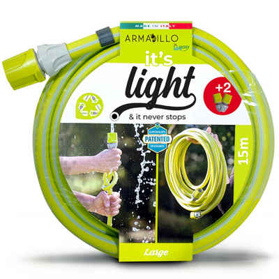Idro Easy Gartenschlauch Superlight Armardillo, 2 Schnellkupplungen, sehr leicht, Gefrierschutz, Limettengrün-Kit