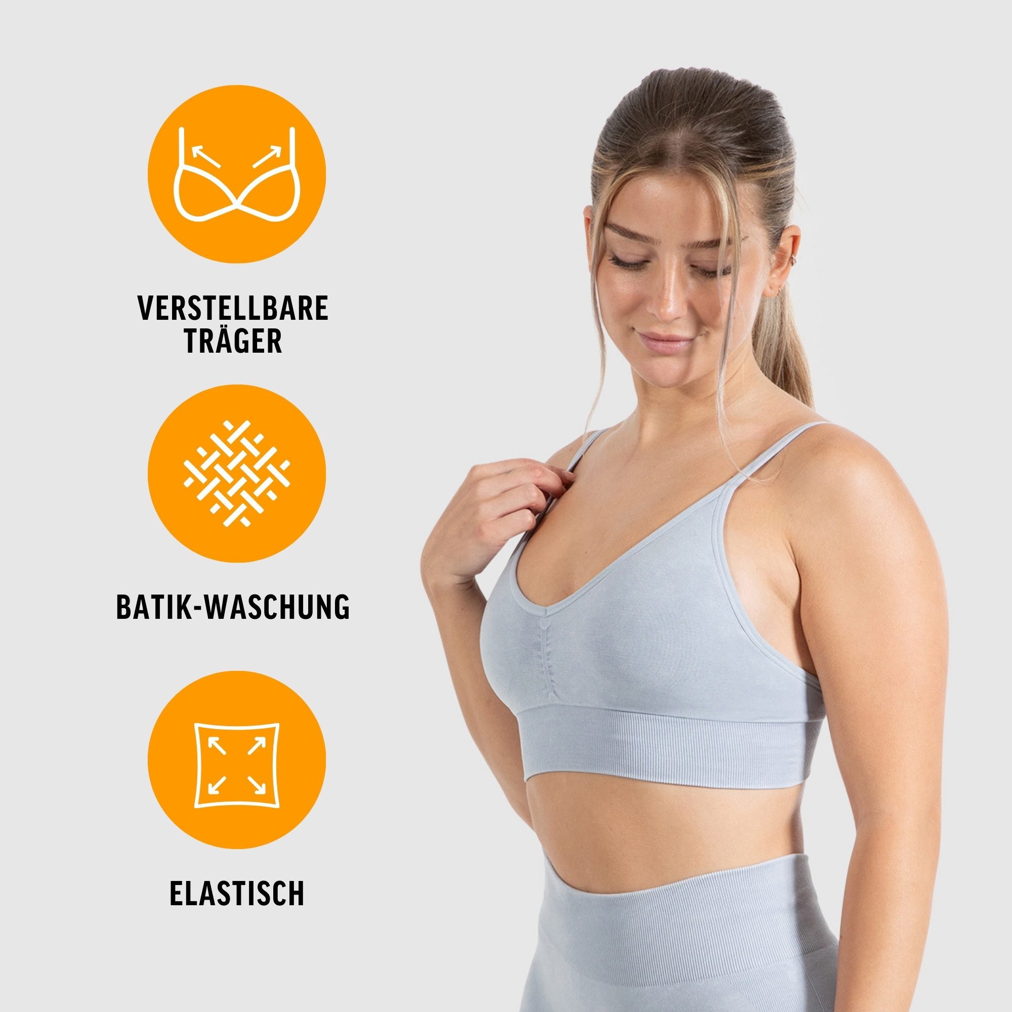 Smilodox Sport-BH Batik Acid Vera Scrunch, Seamless Push Up BH verstellbare günstig online kaufen