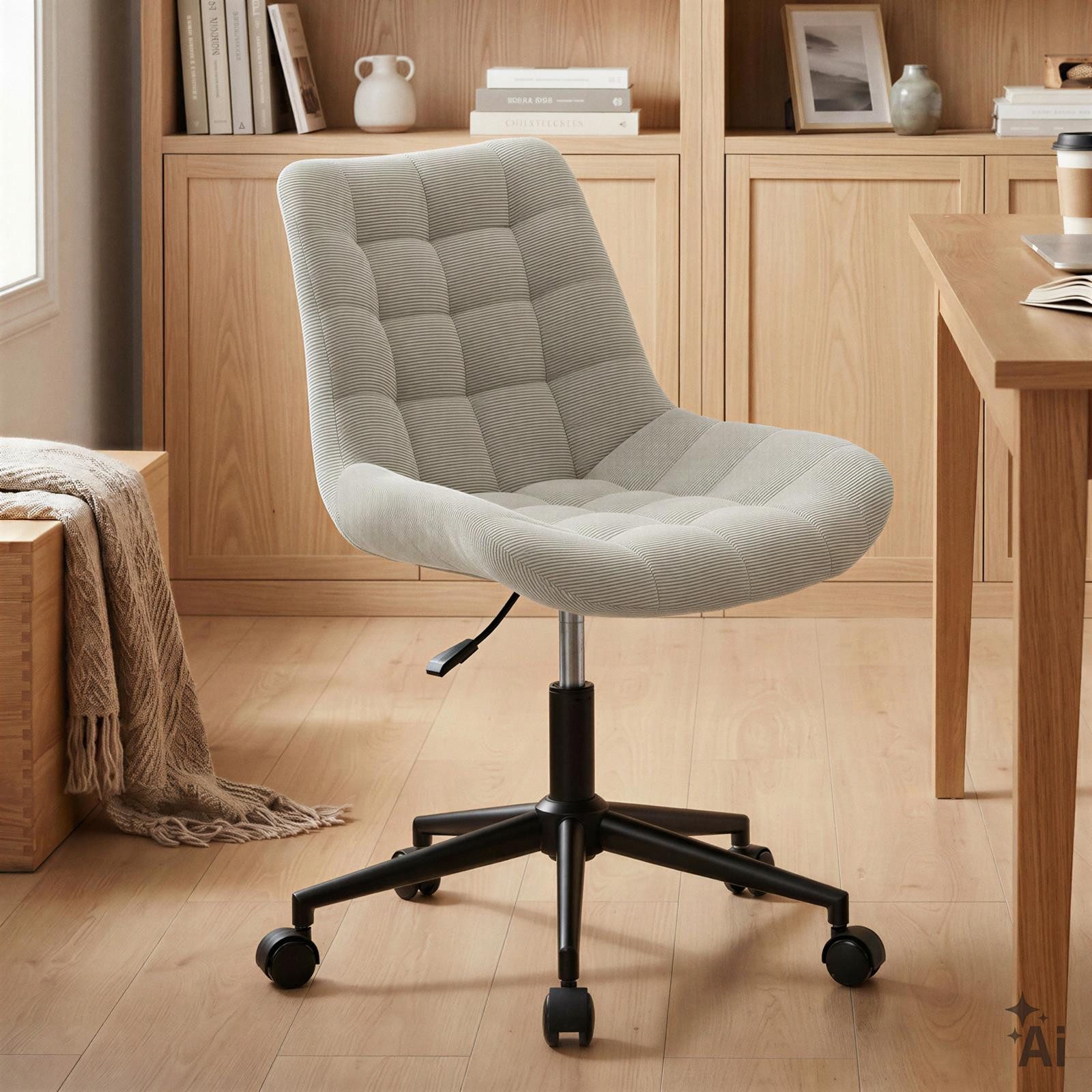 IDIMEX Drehstuhl VASILO, Bürostuhl höhenverstellbar mit Metallgestell und Cordstoff Beige