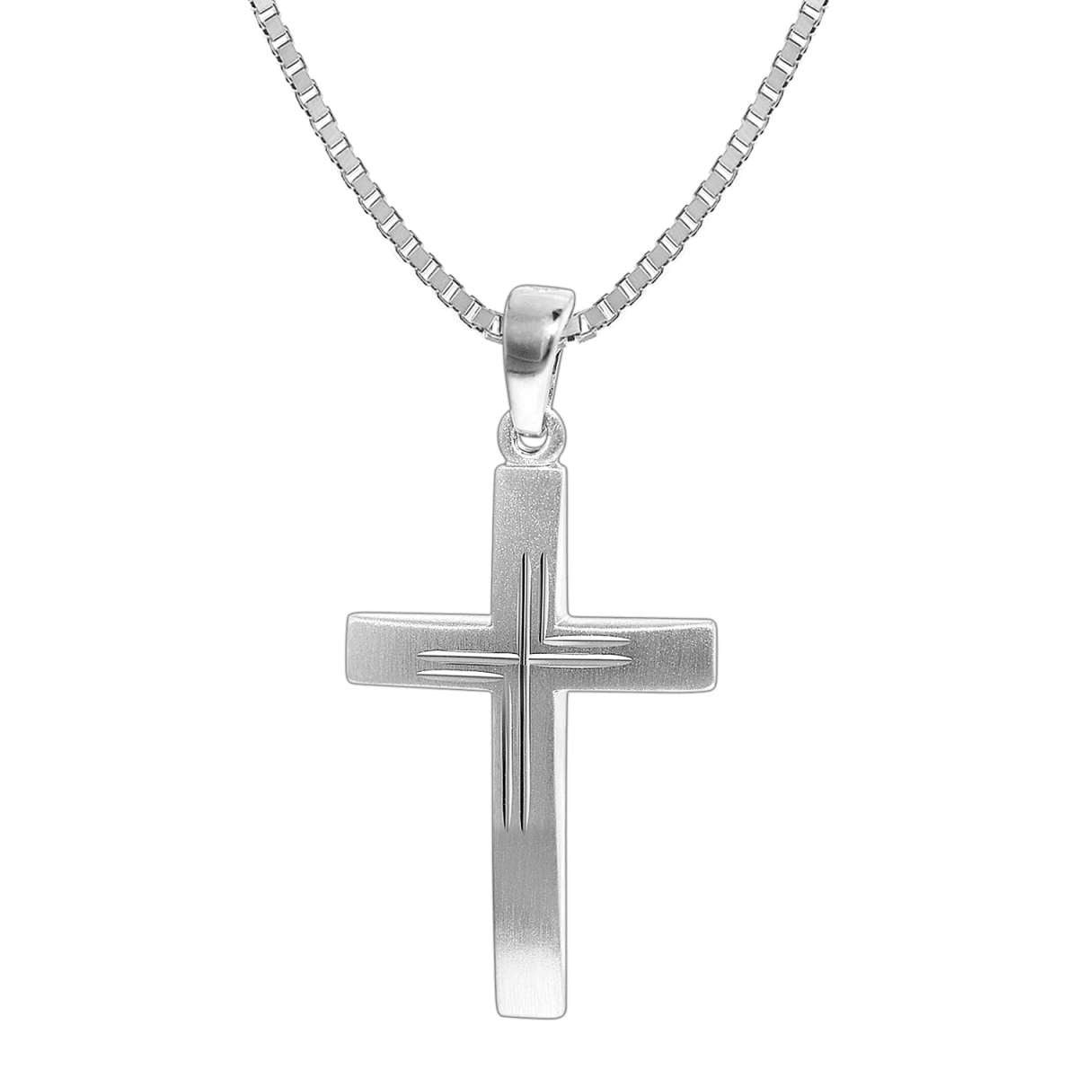 trendor Kreuzkette 35850, für Herren mit Kreuz 925 Silber 31x19 mm