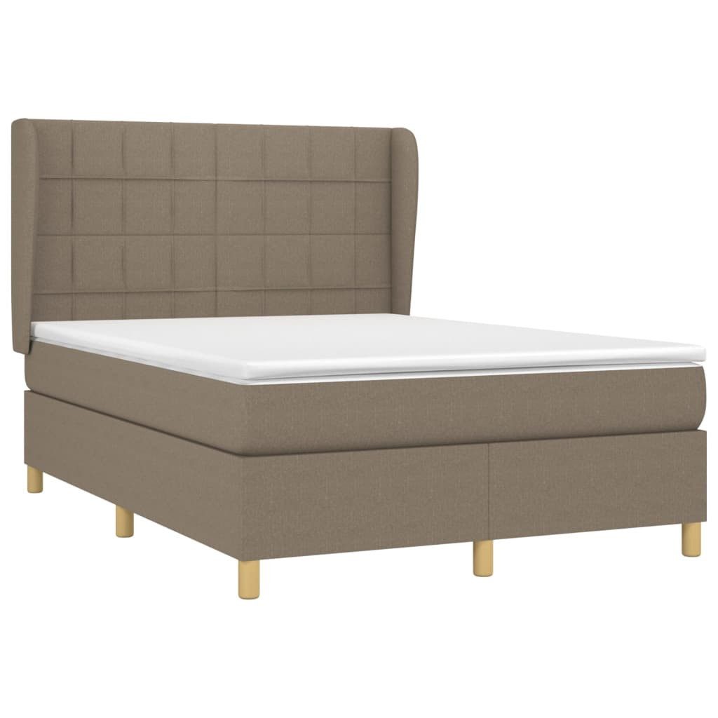 vidaXL Bett Boxspringbett mit Matratze Taupe 140x200 cm Stoff