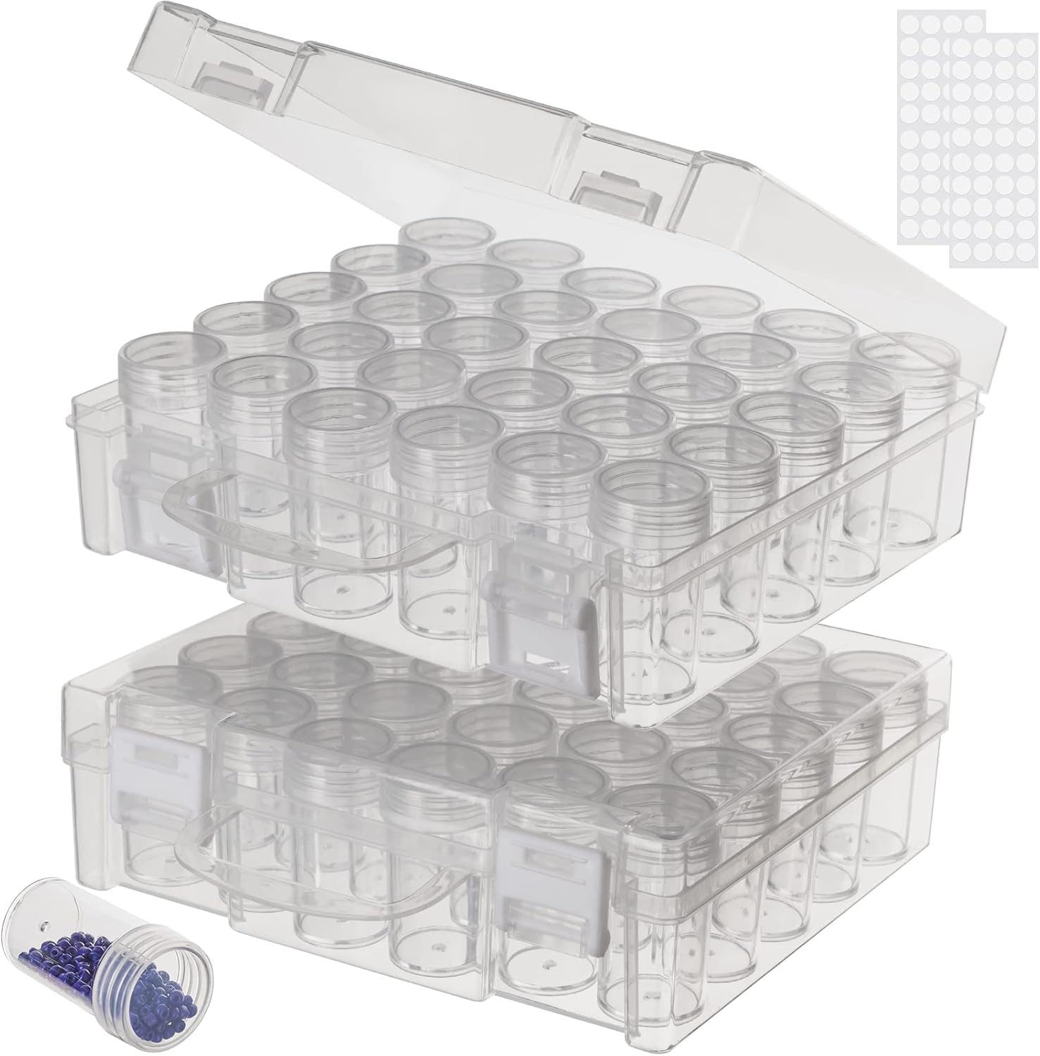 FELIXLEO Sortimentskasten 2er Set Diamond Painting Aufbewahrungsbox, 30 Gitter mit Stickern (1 St)