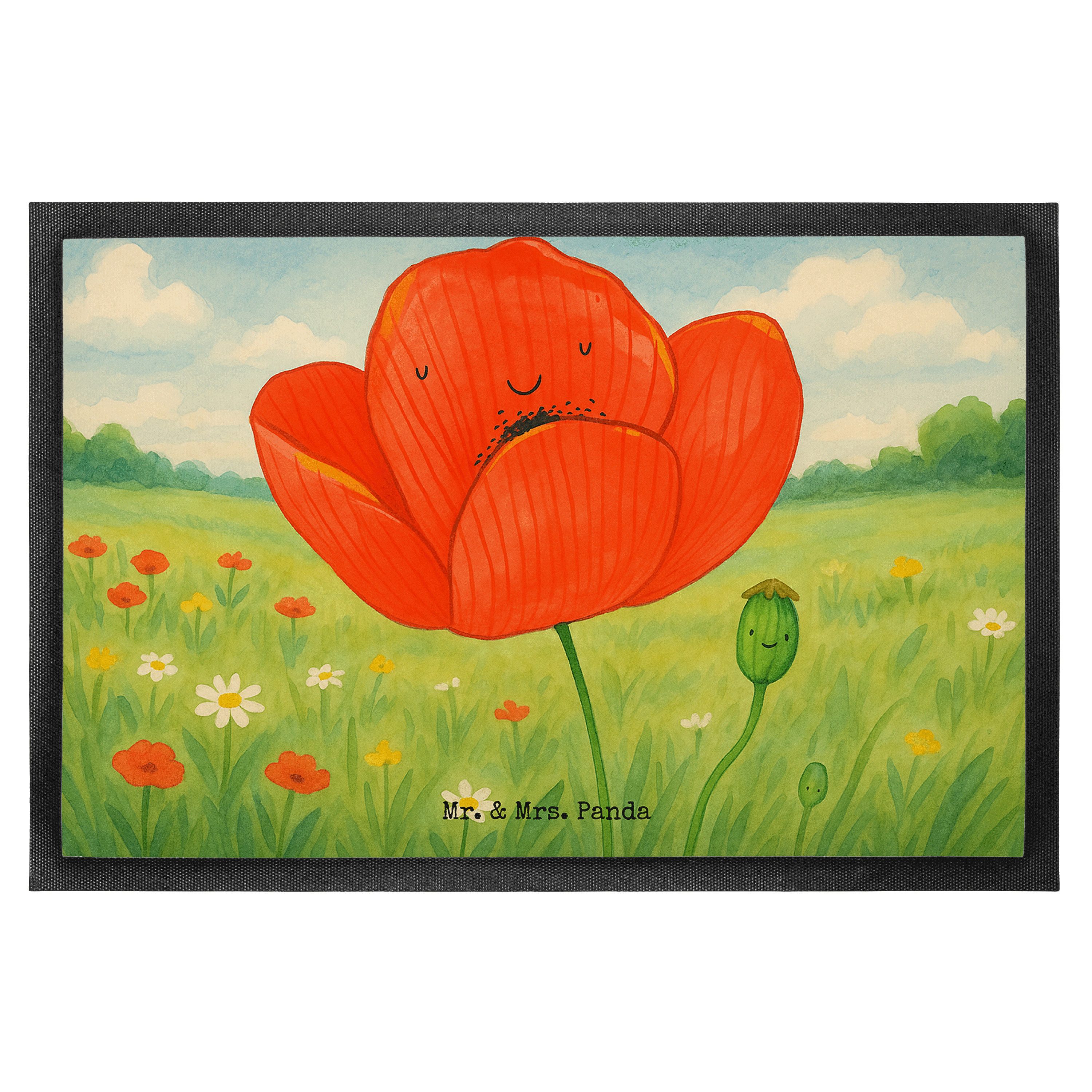 Mr. & Mrs. Panda Fußmatte Blume Mohnblume Design, fußmatte 40 x 60 cm, Weiß, Türmatte, Mohn, Se, Höhe: 40 mm
