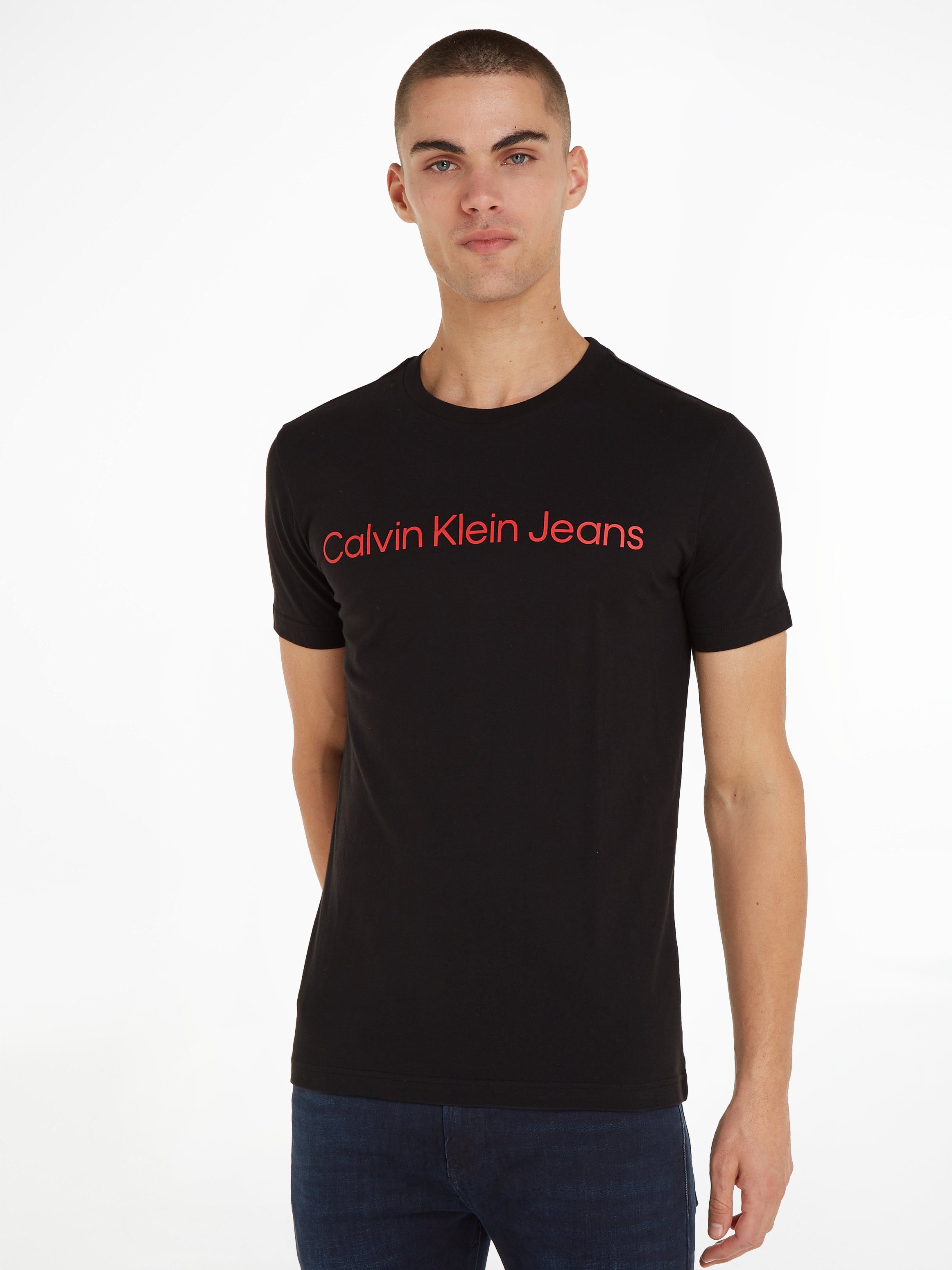 Calvin Klein Jeans T-Shirt CORE INSTITUTIONAL LOGO SLIM TEE Ck Black / Salsa