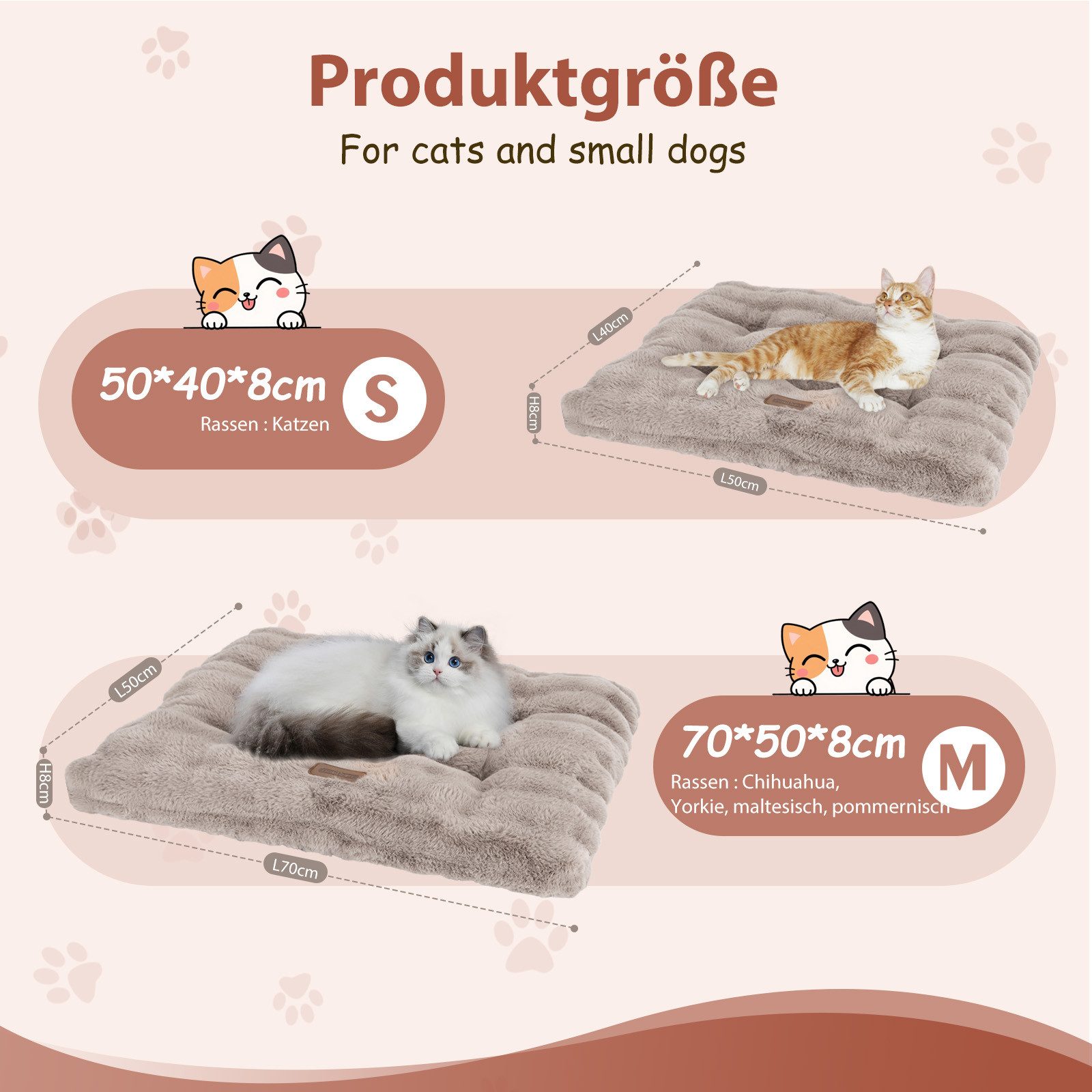 nobleza Tiermatratze Katzenbett Flauschig,Katzendecke für Katzen Waschbar Rutschfestes