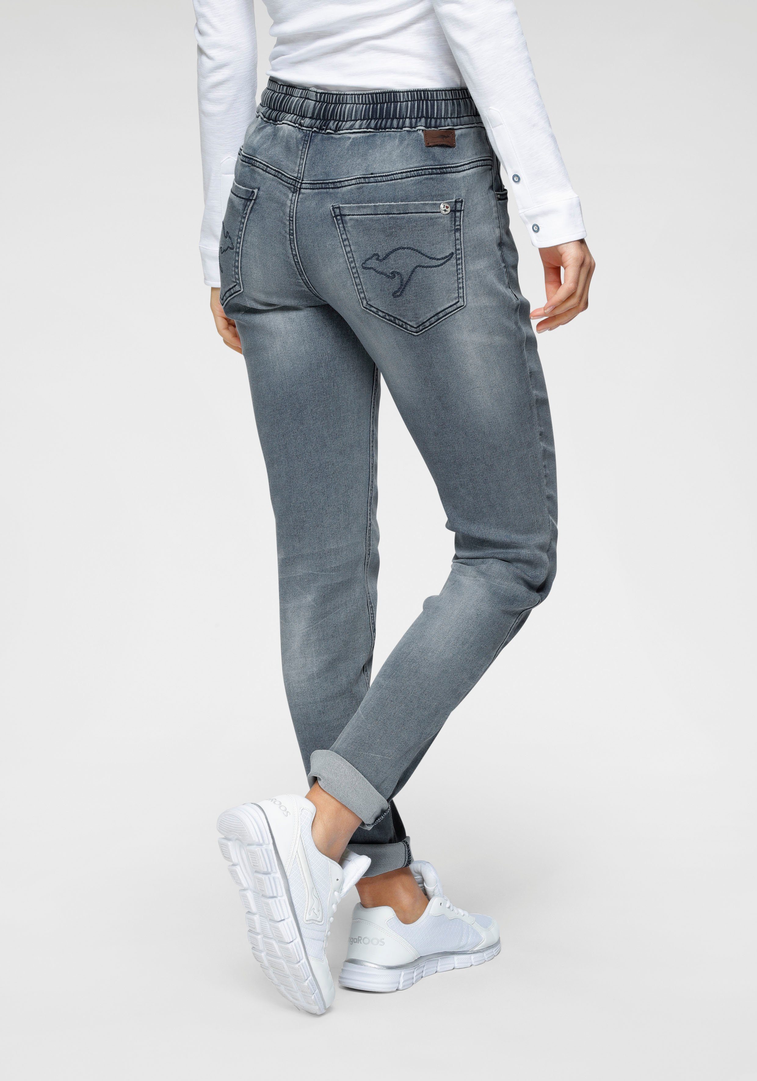 Jogg KangaROOS Pants light-blue-used in Bündchen mit Denim-Optik elastischem