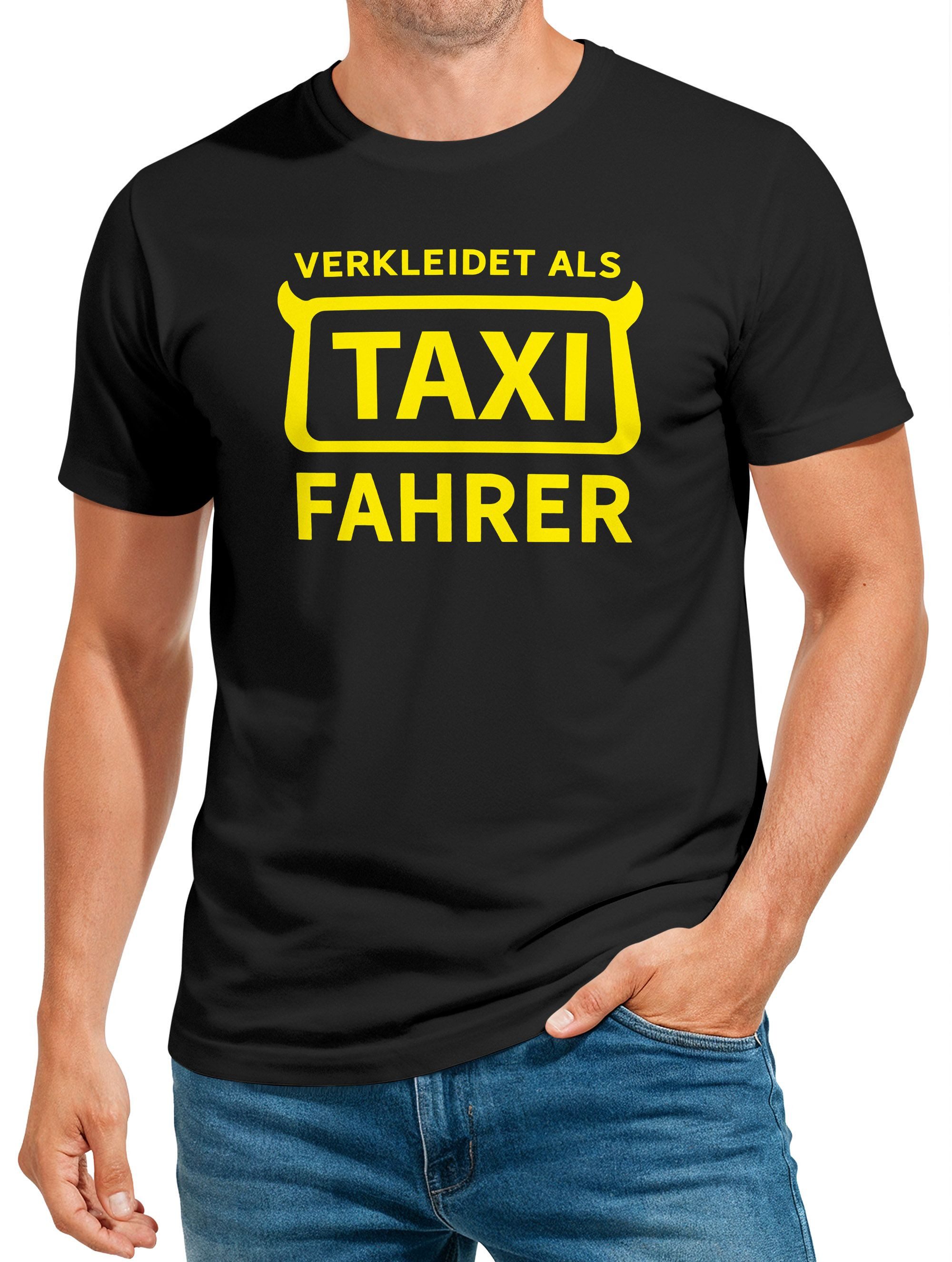 Print-Shirt Herren T-Shirt Fasching Karneval Verkleidung Taxifahrer