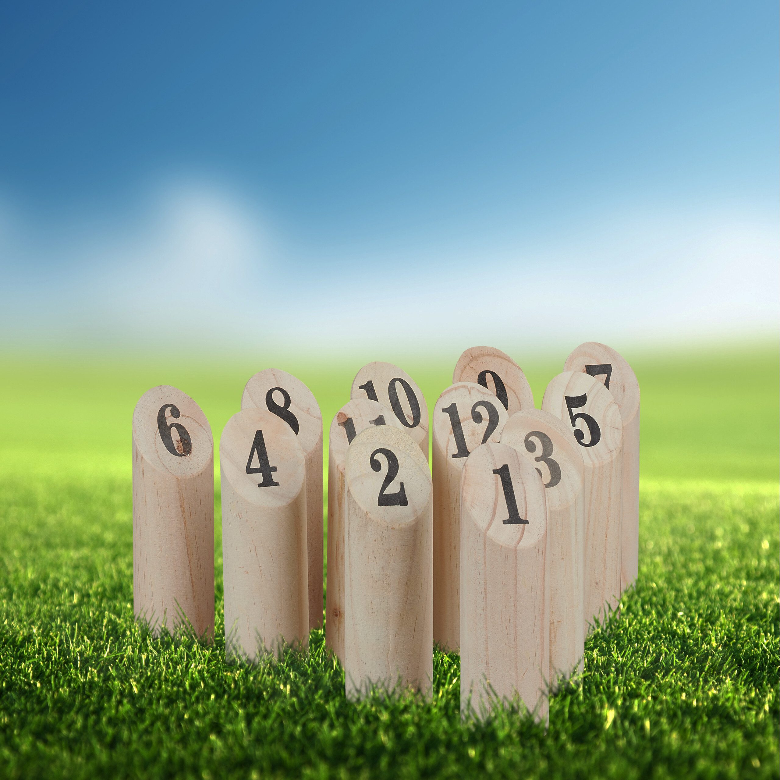 relaxdays Spiel Kubb mit Transportbox, Kubb