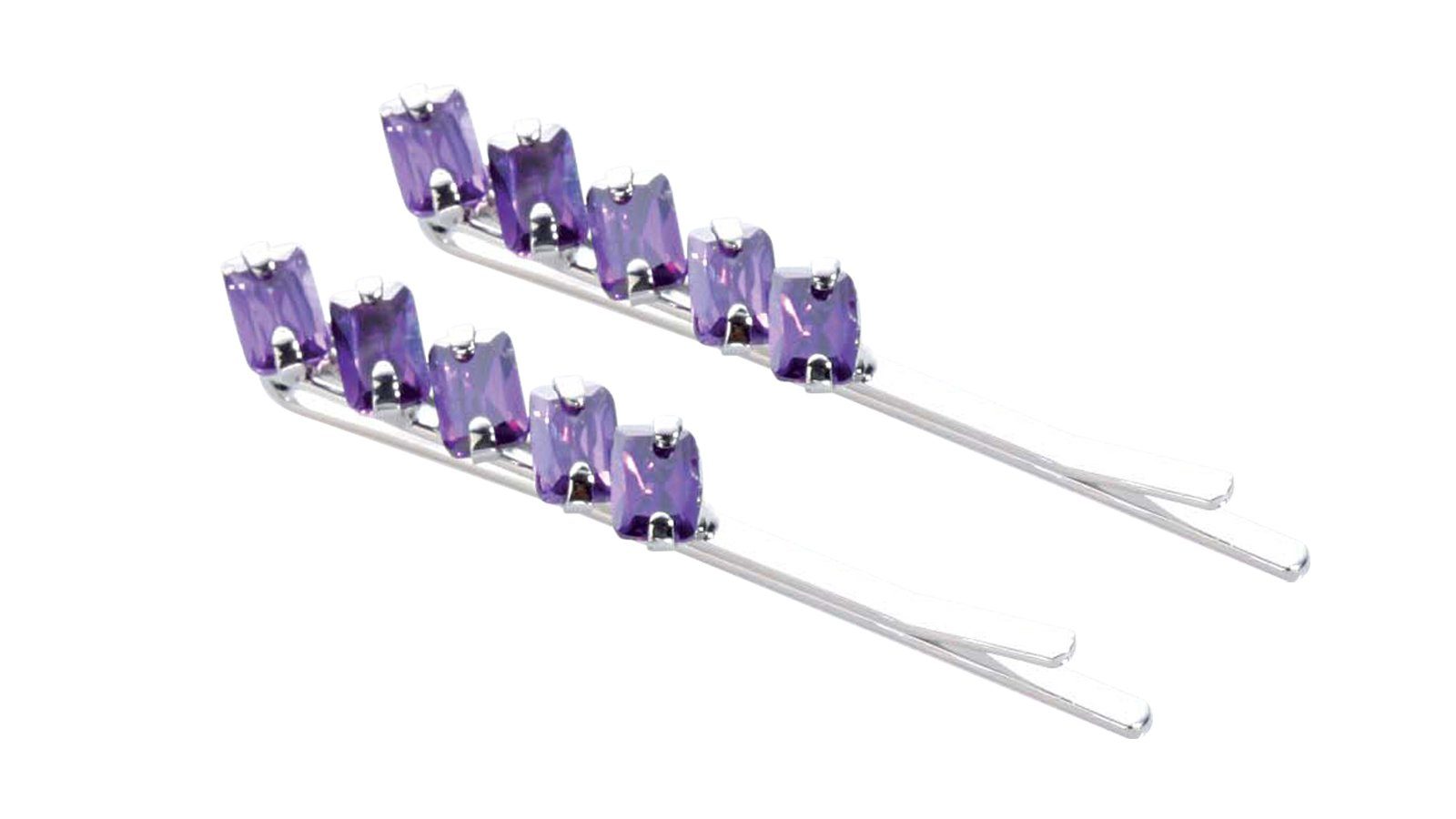 Kosmetex Haargummi 2 St. Haarschieber-Set mit violett Strasssteinen, Haarnadeln