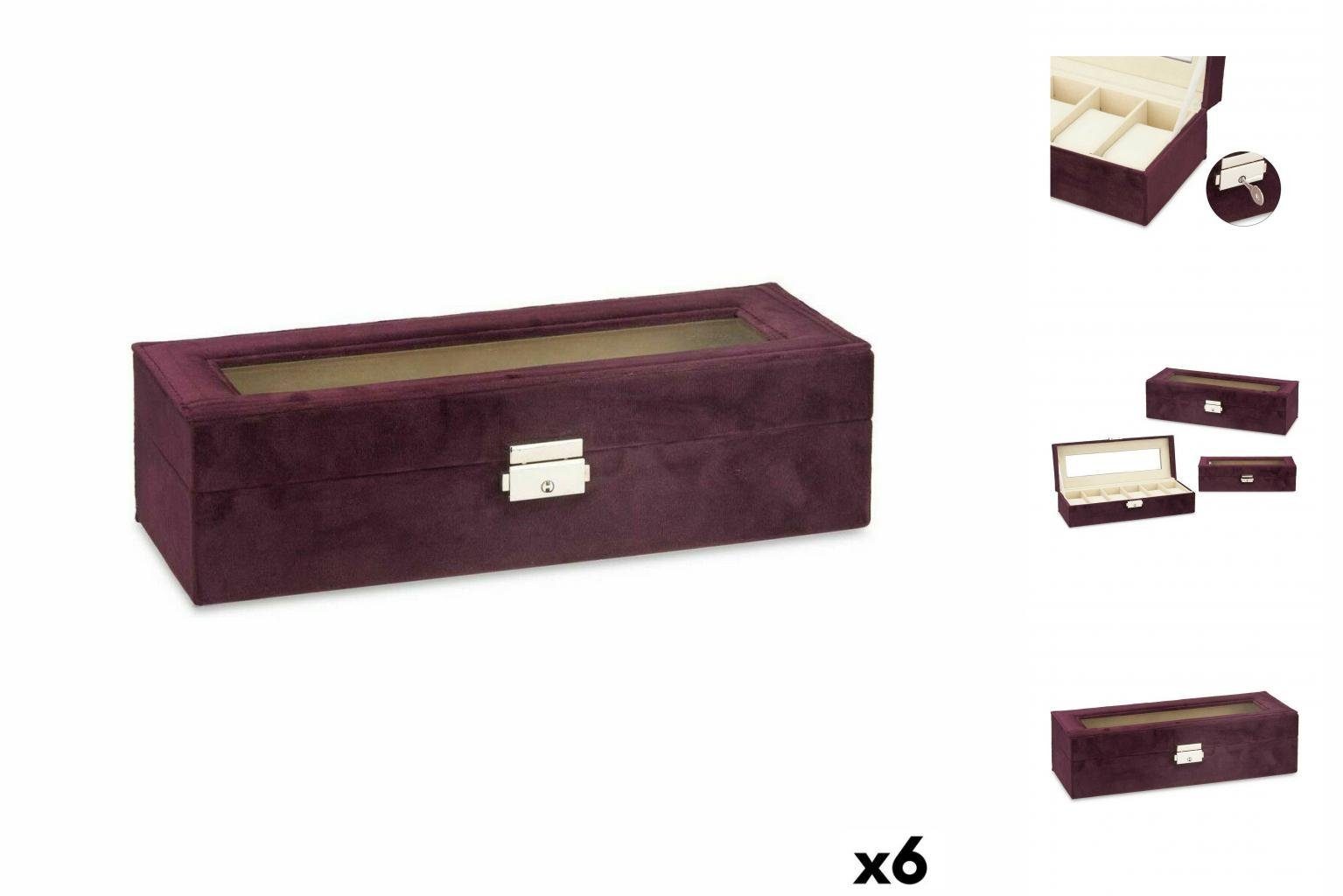 Gift Decor Dekoobjekt Uhrenbox Metall Samt 30,5 x 8,5 x 11,5 cm 6 Stück