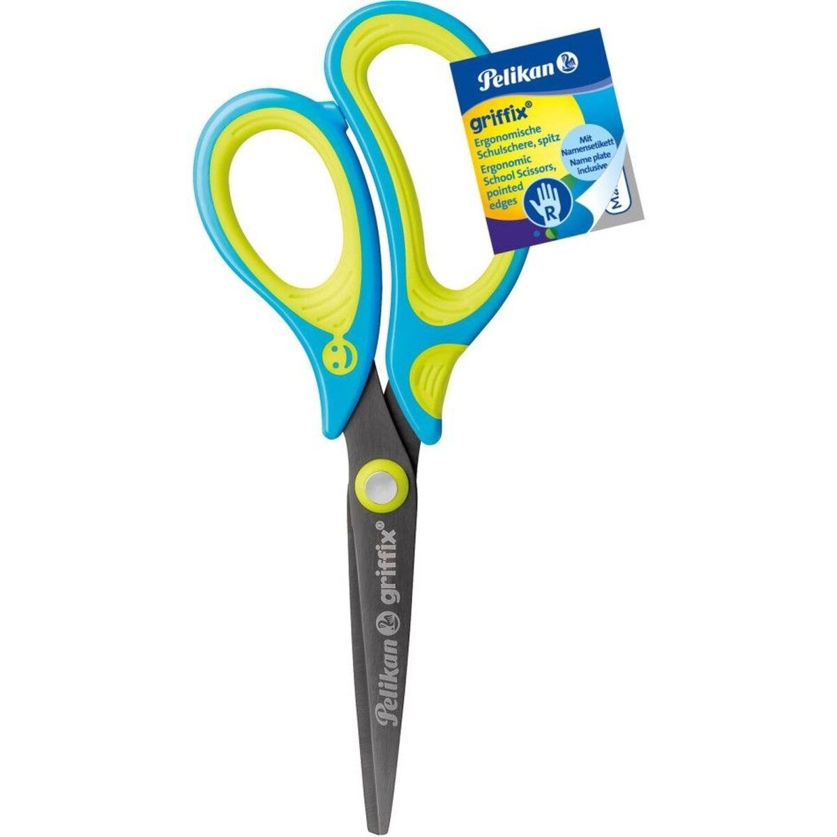 Pelikan Papierscheren Schulschere griffix rechts spitz neon Fresh Blue