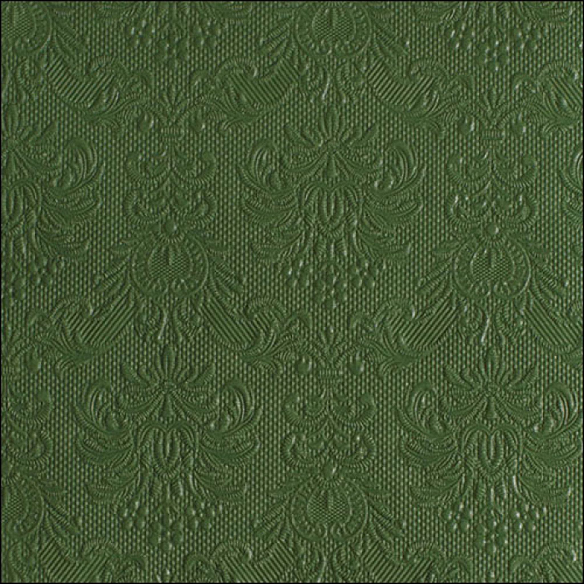 Ambiente Luxury Paper Products Papierserviette, Servietten Papier 33x33cm Elegance geprägt 15 Stück Moosgrün