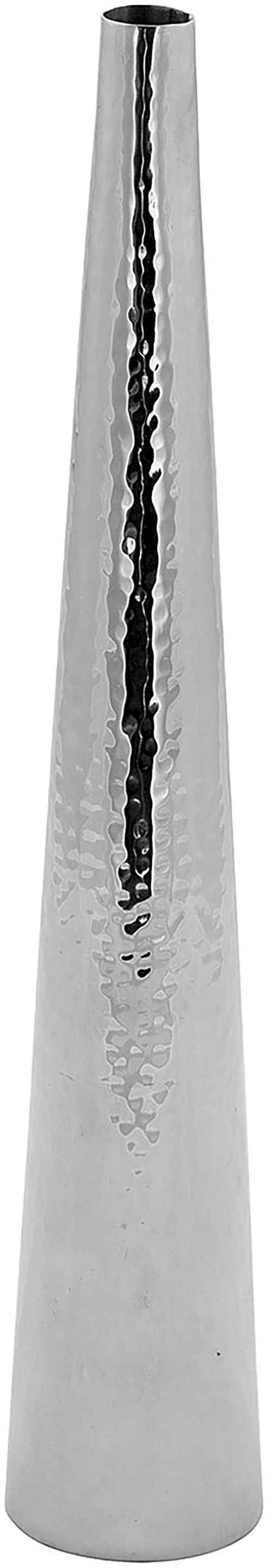 Fink Dekovase CUBA, mit feiner Hammerschlagstruktur (1 St), Rosenvase, Tischvase aus Edelstahl, silberfarben