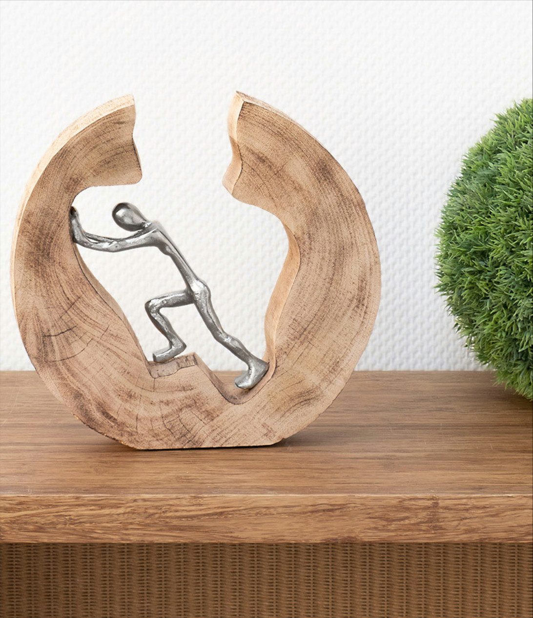 Moritz Skulptur Skulptur Push and Work 29x28x6cm, Holz, Tischdeko, Fensterdeko, Wanddeko, Holzdeko, Weihnachtsdeko