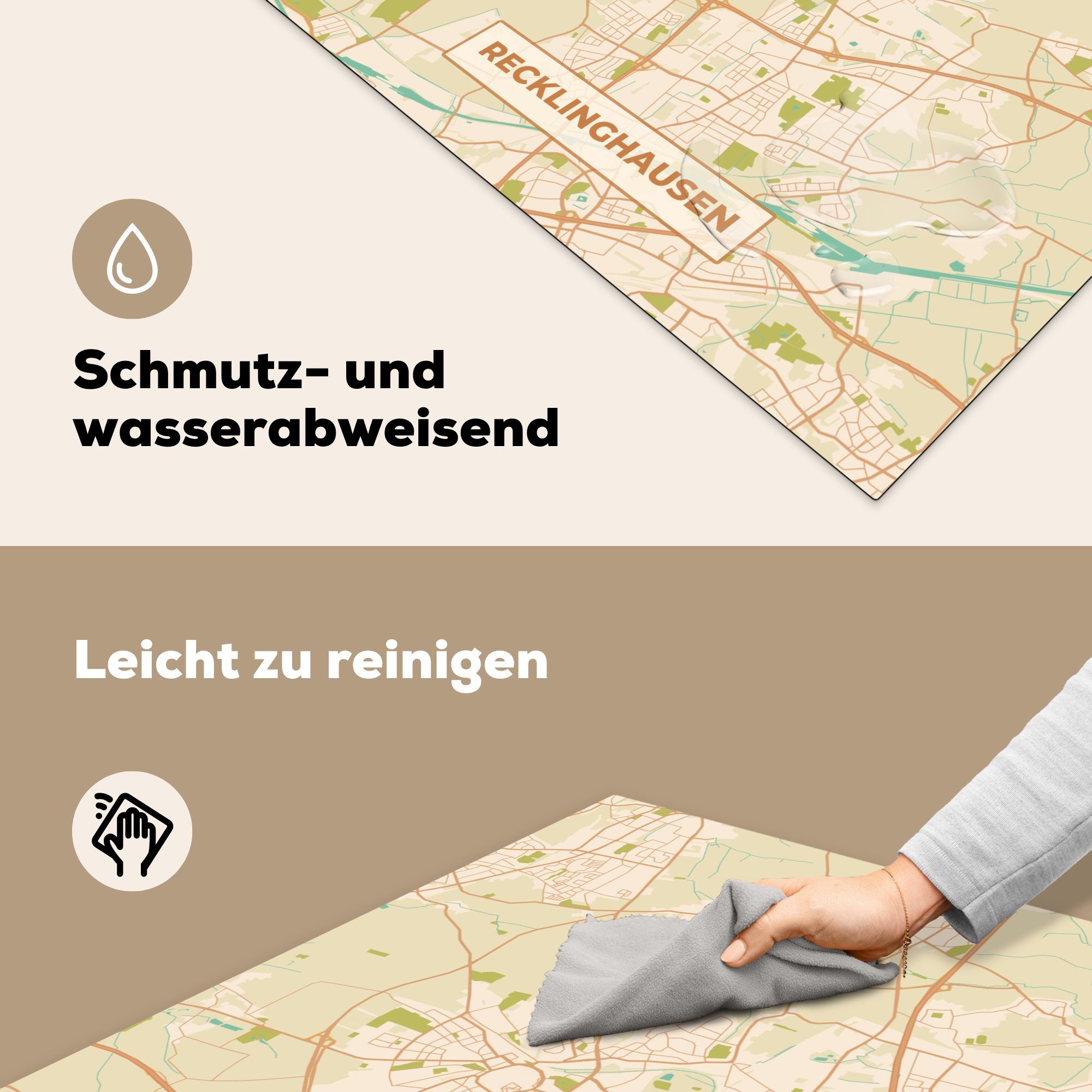 MuchoWow Vinyl, Arbeitsplatte Ceranfeldabdeckung, 78x78 küche cm, Jahrgang Recklinghausen tlg), - für - (1 Karte, Herdblende-/Abdeckplatte - Karte