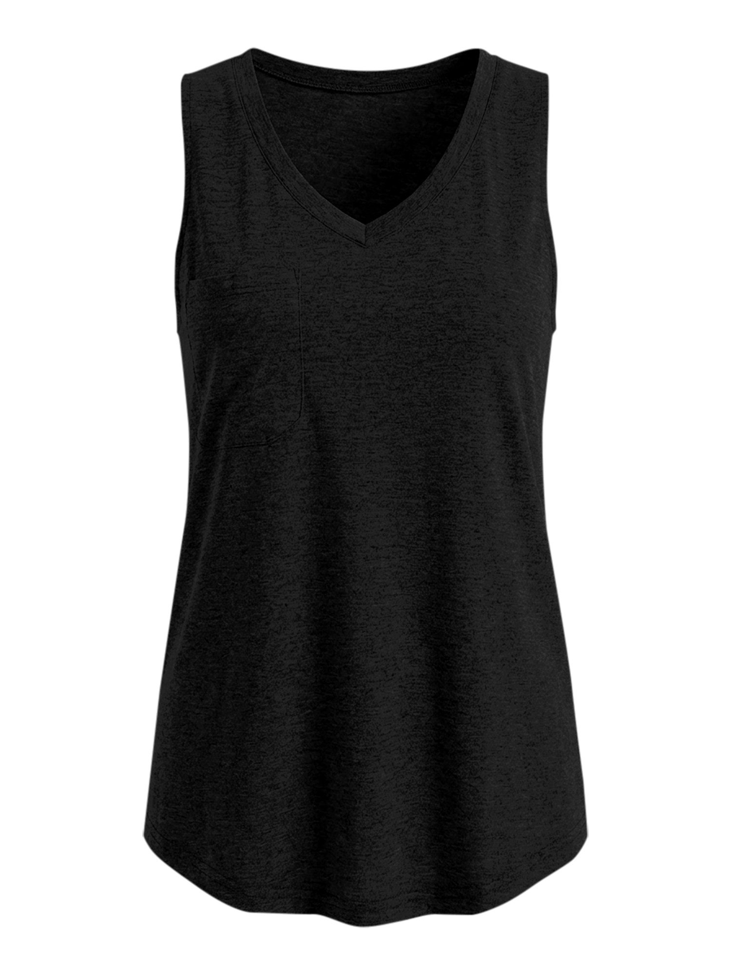 Imily Bela Tanktop Damen Ärmellos mit V-Ausschnitt Brusttasche Basic abgerundetem Saum (Packung, 1-tlg., 1per-Pack) in Unifarbe – Bild 5 von 5