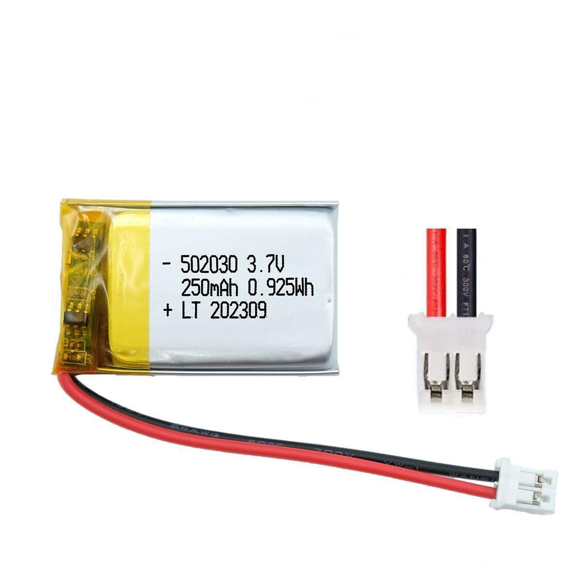 efaso 502030 3,7 Volt Akku 250mAh LIPO 30x20x5 mm JST PH1.25 Stecker Akku 502030 250 mAh (3,7 Volt V), Mit Schutzschalter