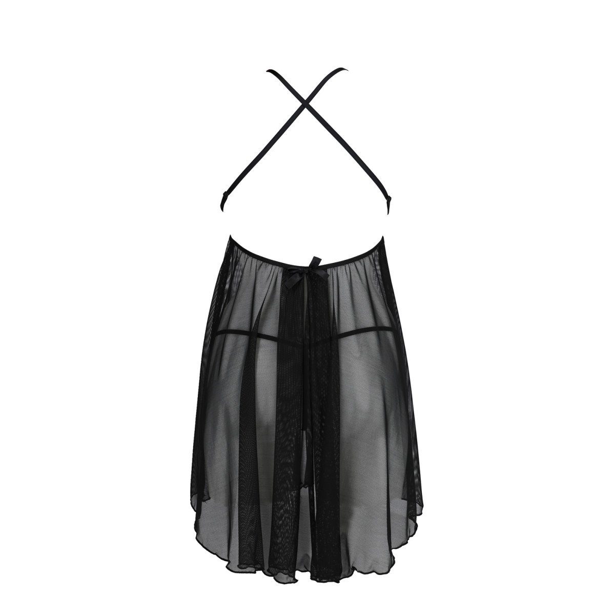 Avanua - (L/XL,S/M) black thong chemise Nachthemd AV & Leslie
