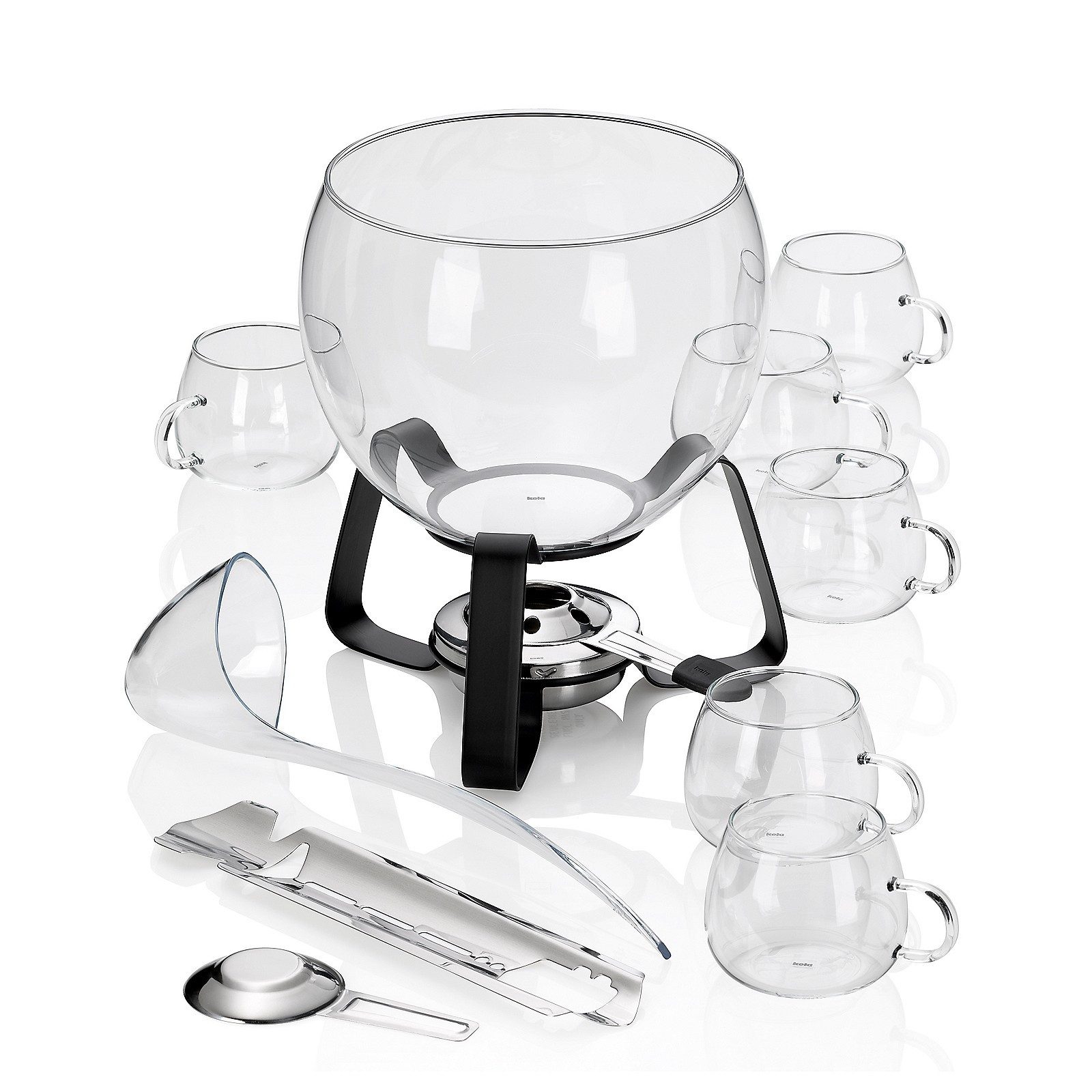 kela Bowle-Set Juntos, Feuerzangenbowle 11-tlg hitzebeständiges Glas inkl Rechaud & 6 Gläser