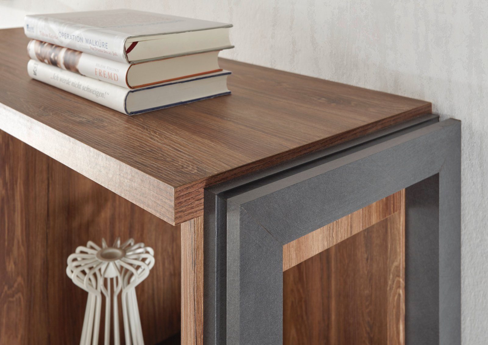 Furn.Design Couchtisch Auburn (Beistelltisch in Eiche Stirling und grau Matera, 113 x 67 cm), mit Stauraum